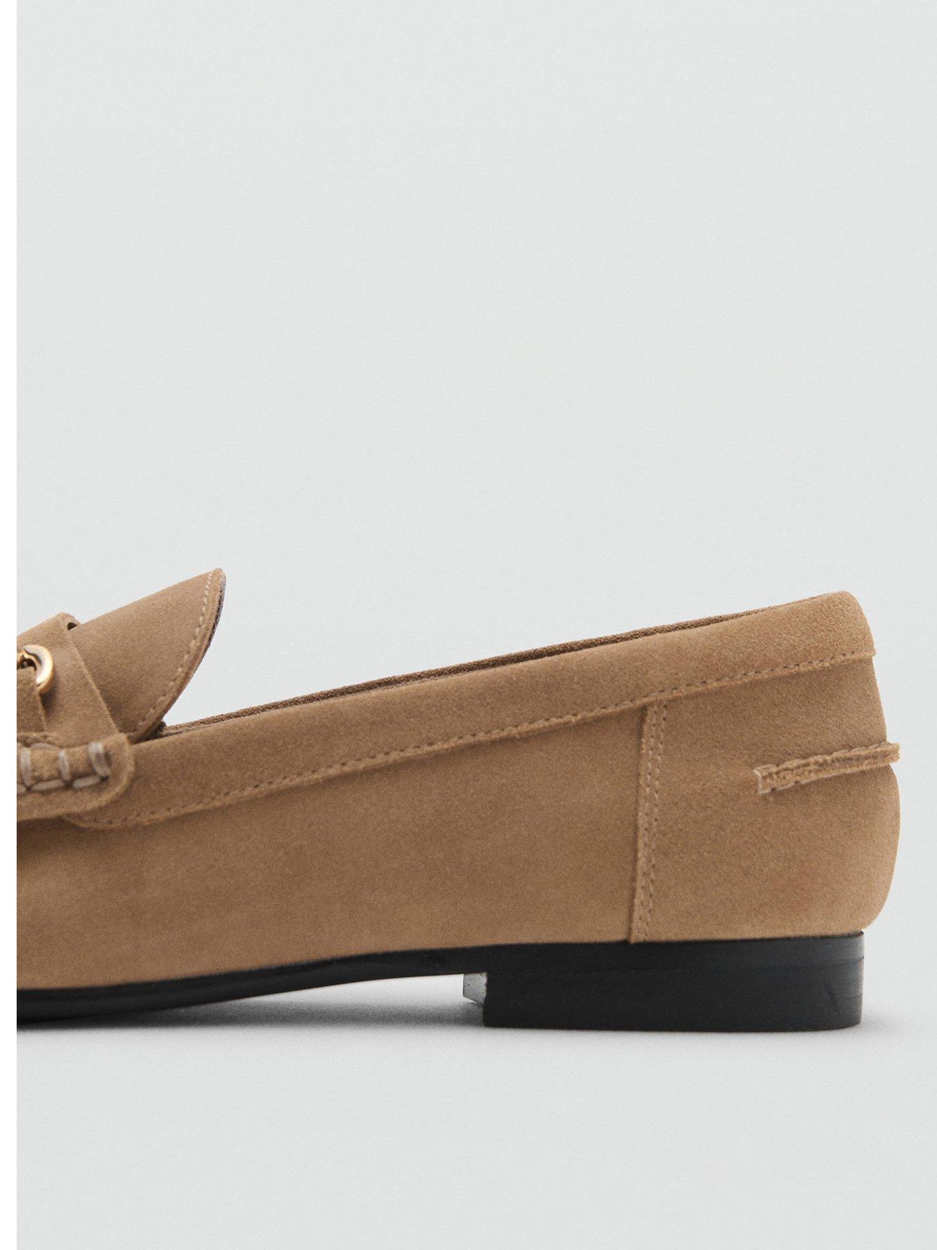 Image 3 of 6 of Mango Suede Buckle Loafers - Brown
