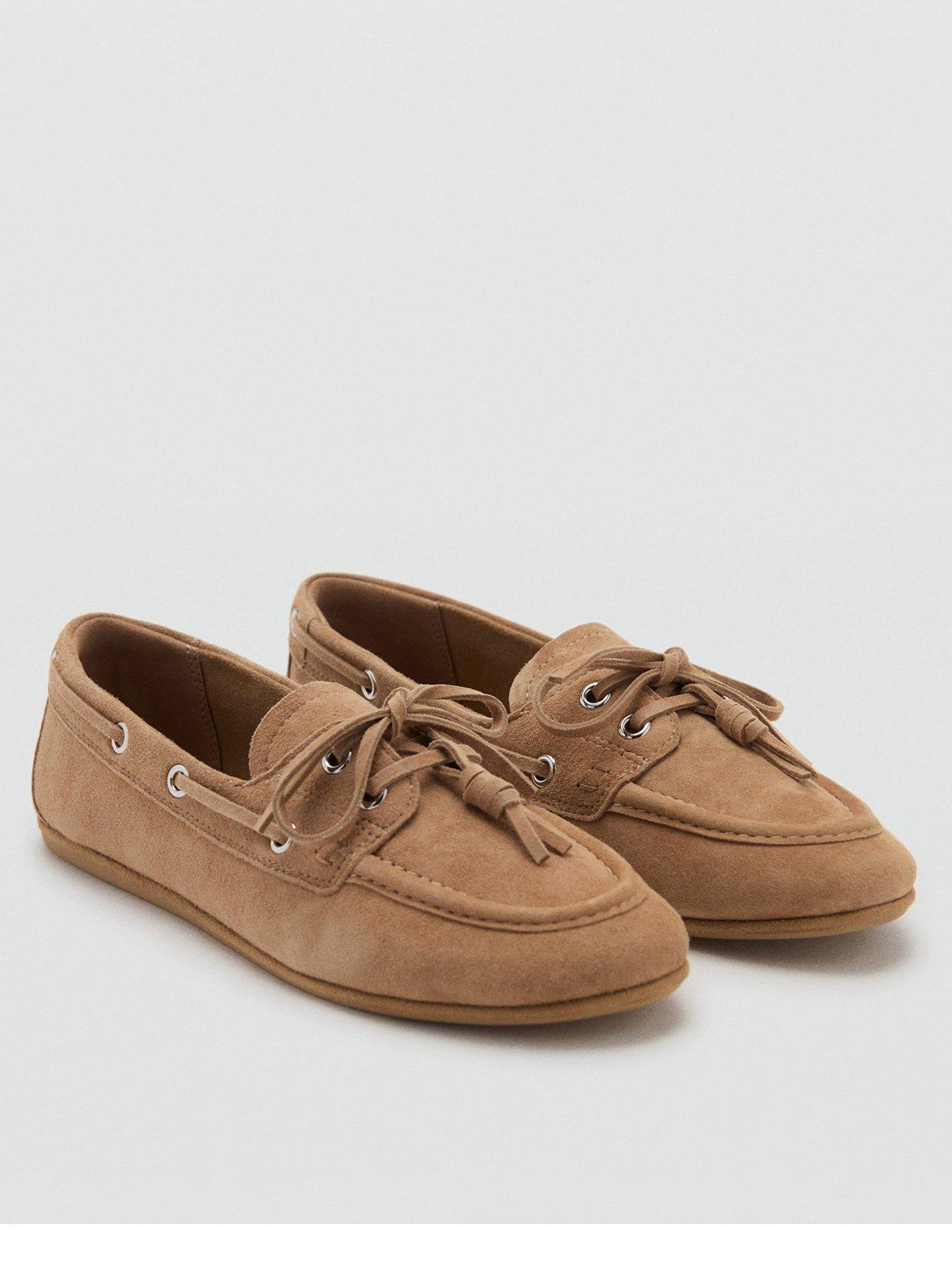 Image 1 of 4 of Mango Faux Suede Tassel Loafers - Beige
