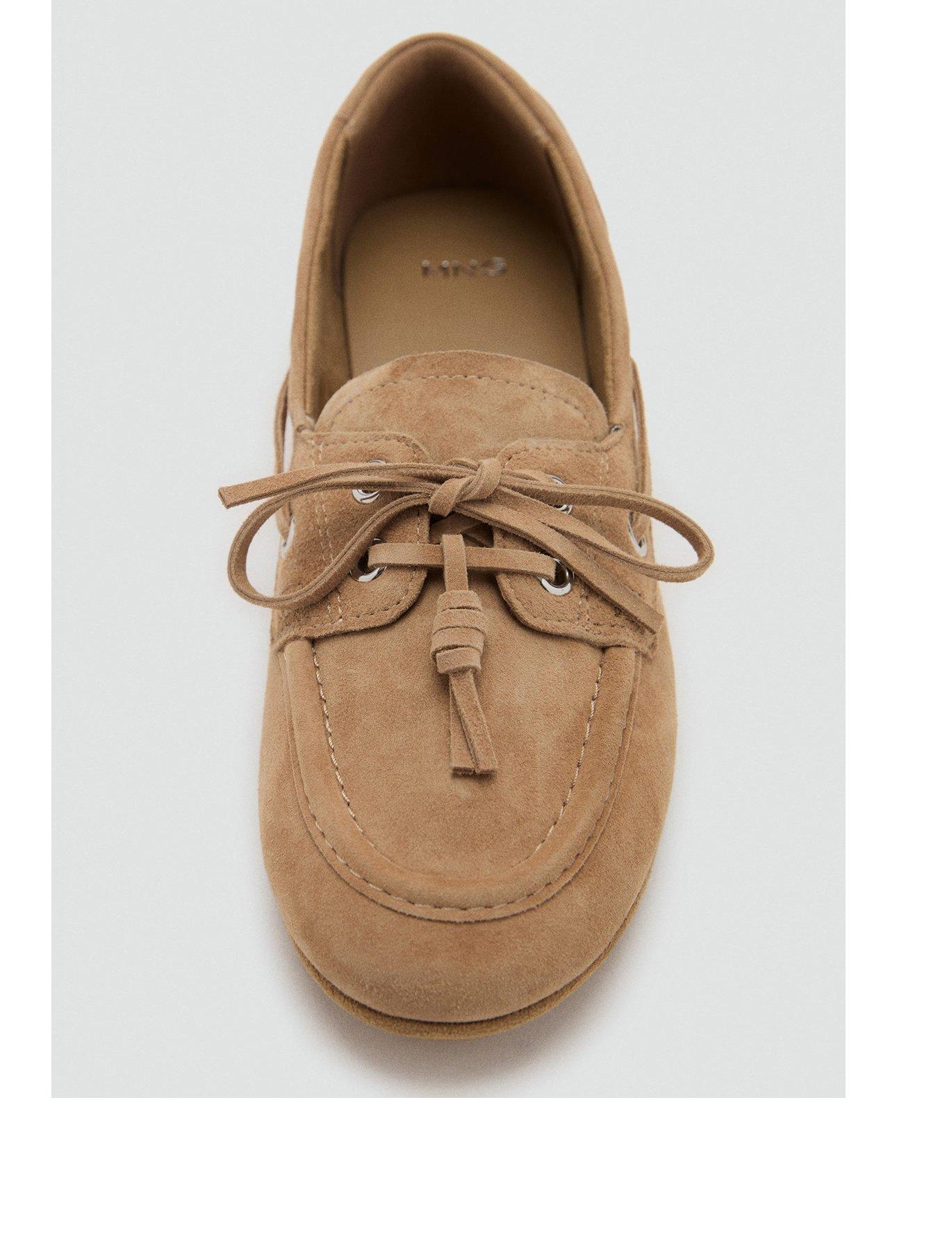 Image 2 of 4 of Mango Faux Suede Tassel Loafers - Beige