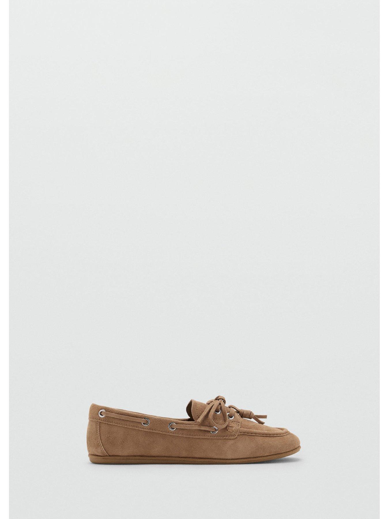 Image 4 of 4 of Mango Faux Suede Tassel Loafers - Beige