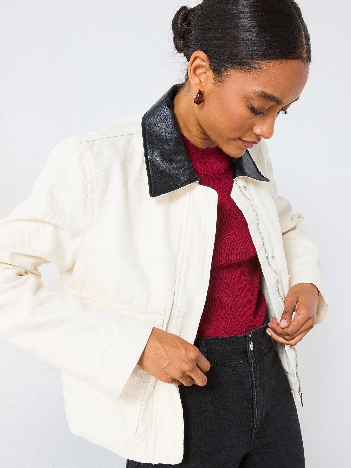Image 1 of 6 of Mango Utility Barn Jacket - Cream