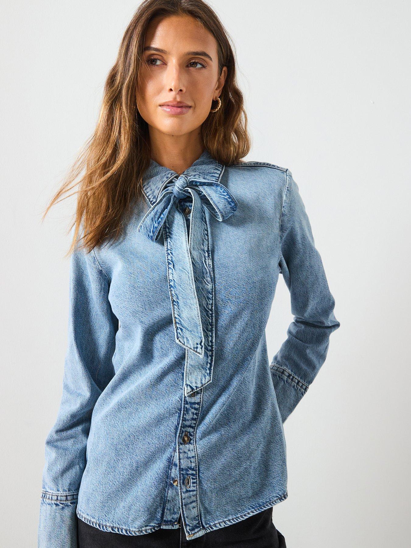 mango-denim-shirt-with-bow