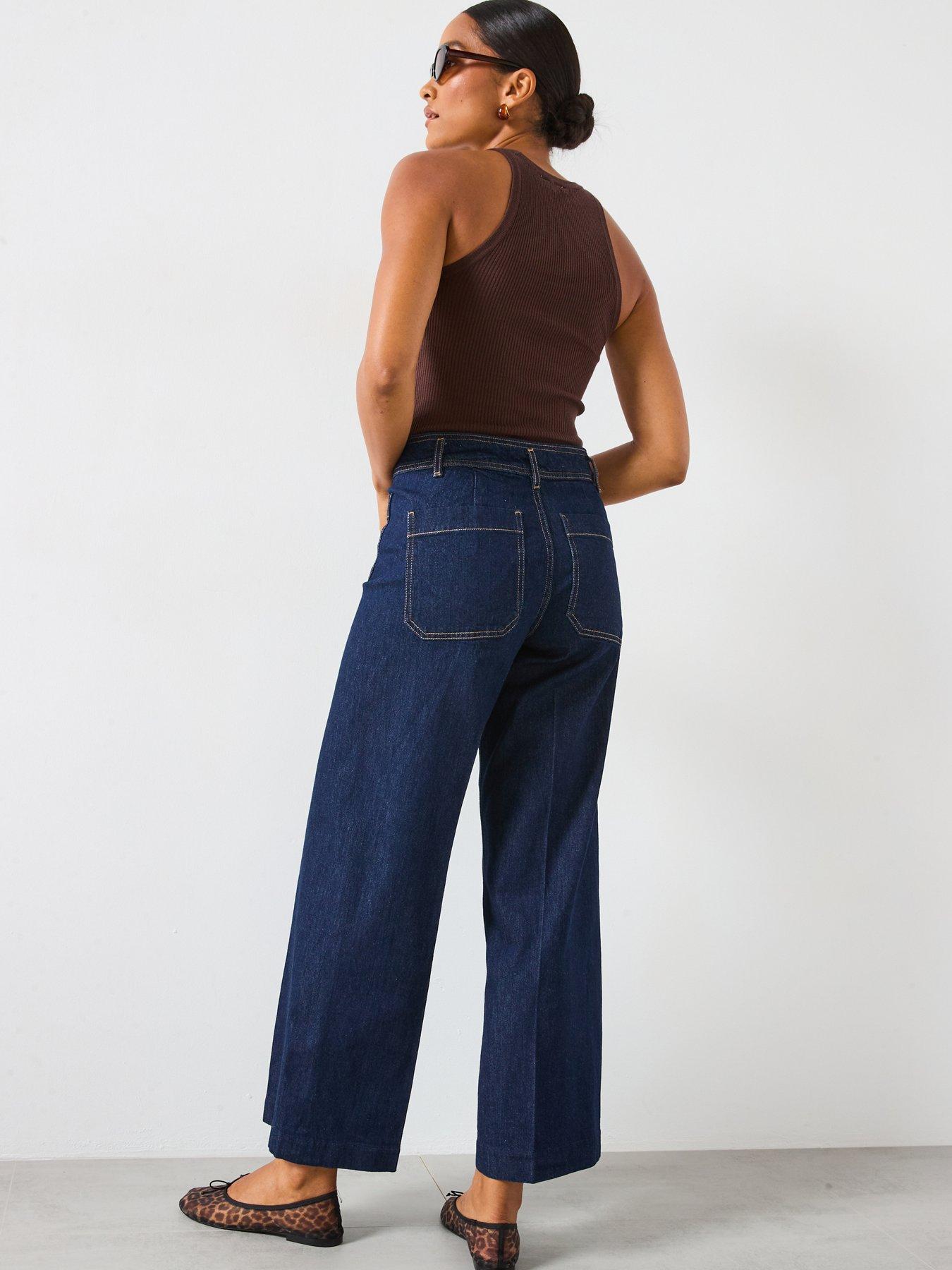 Image 2 of 6 of Mango Pocket Front Jessie Wide Leg Jeans - Blue