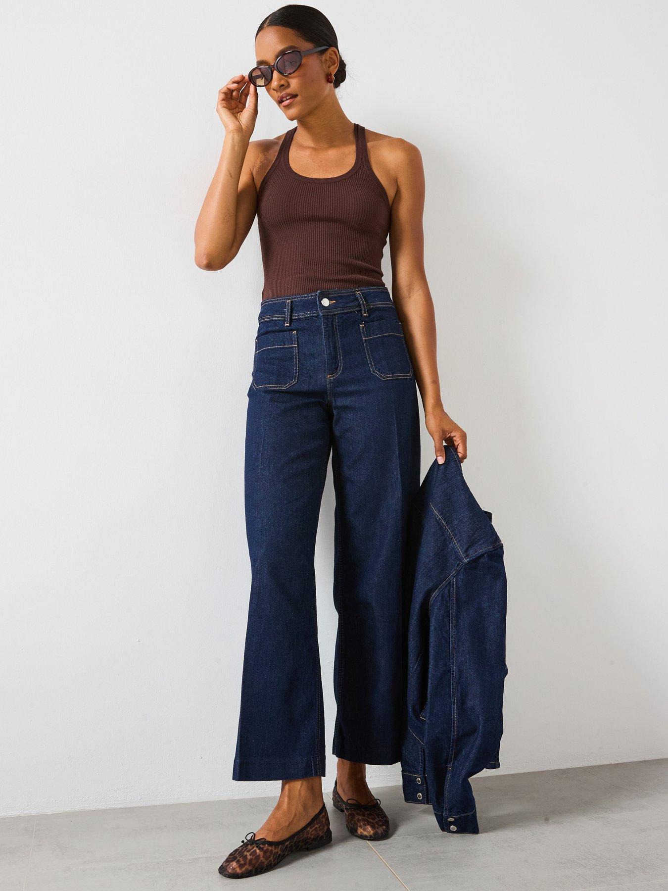 Image 3 of 6 of Mango Pocket Front Jessie Wide Leg Jeans - Blue