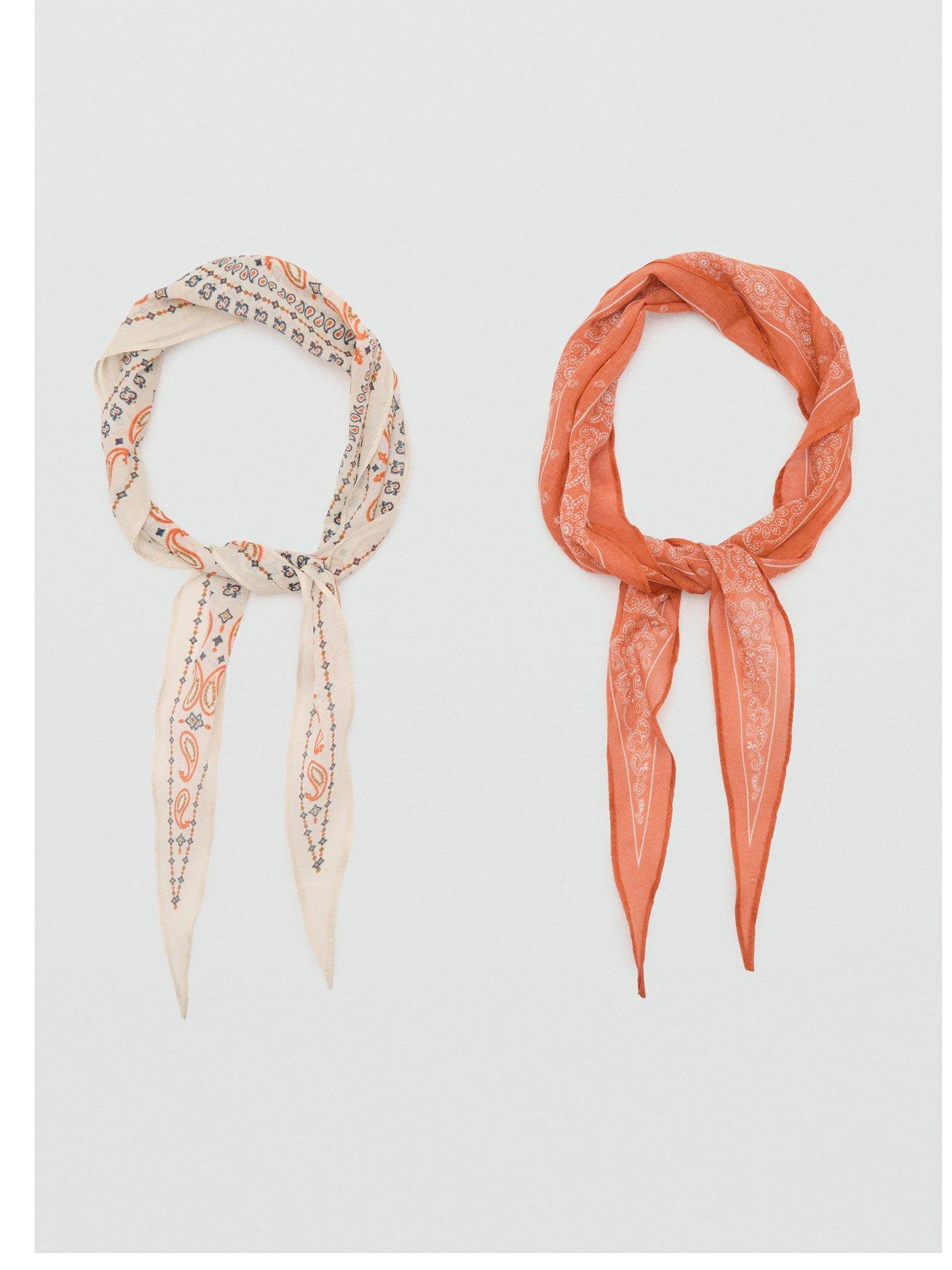 undefined Set Of 2 Printed Handkerchiefs - Cream