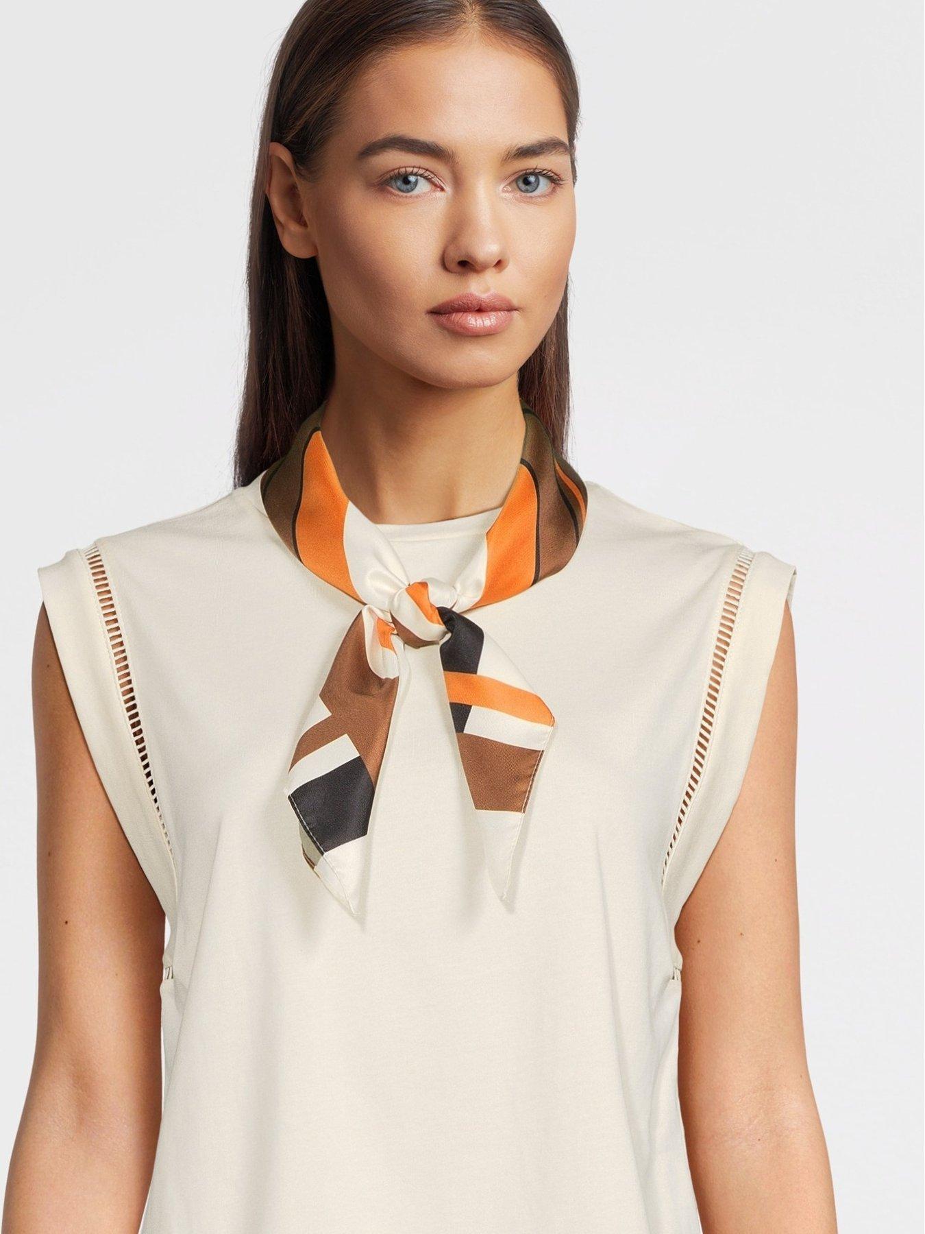  image of mango-striped-satin-scarf-cream