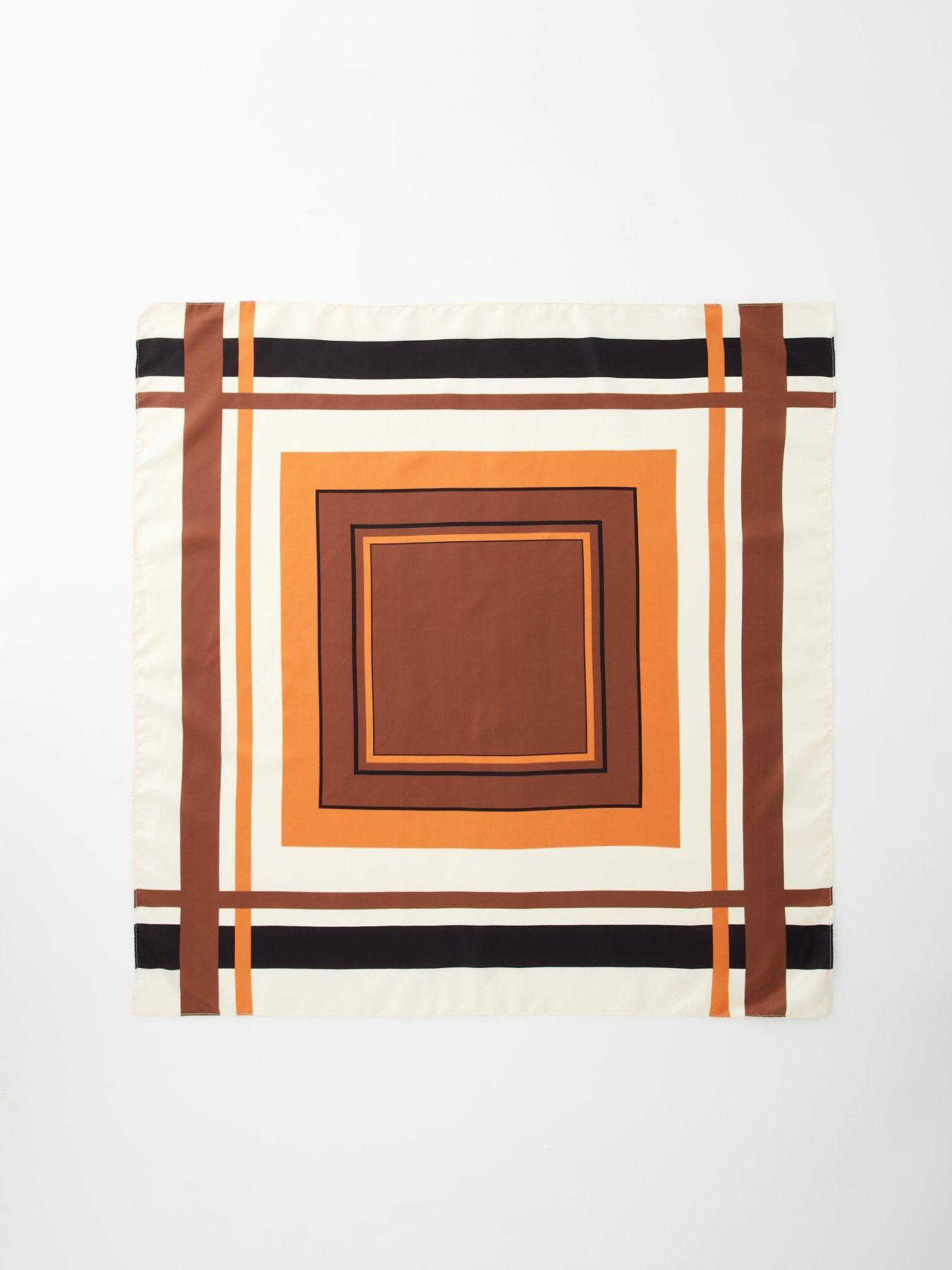  image of mango-striped-satin-scarf-cream