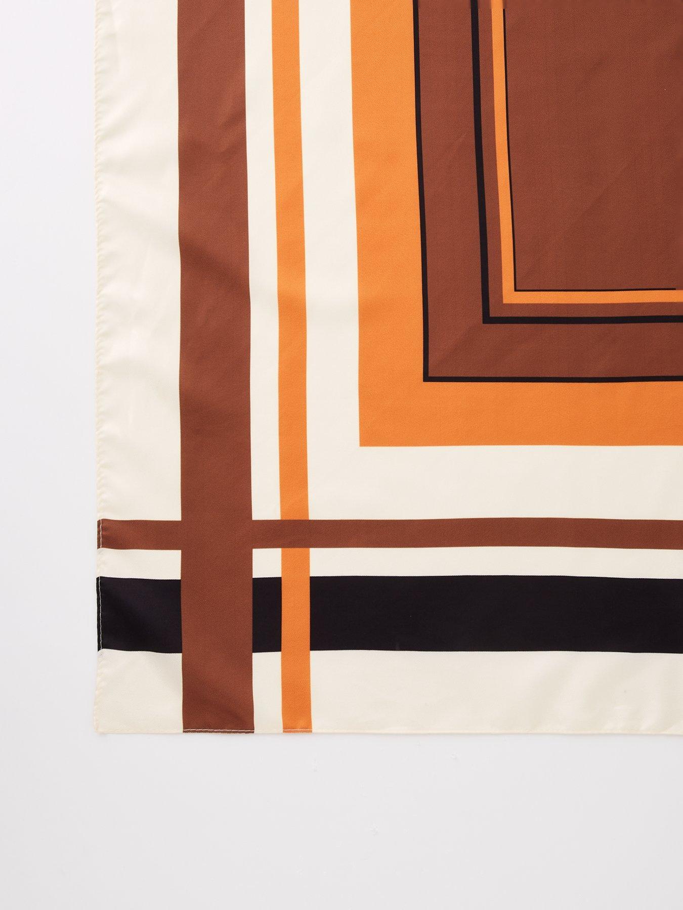  image of mango-striped-satin-scarf-cream