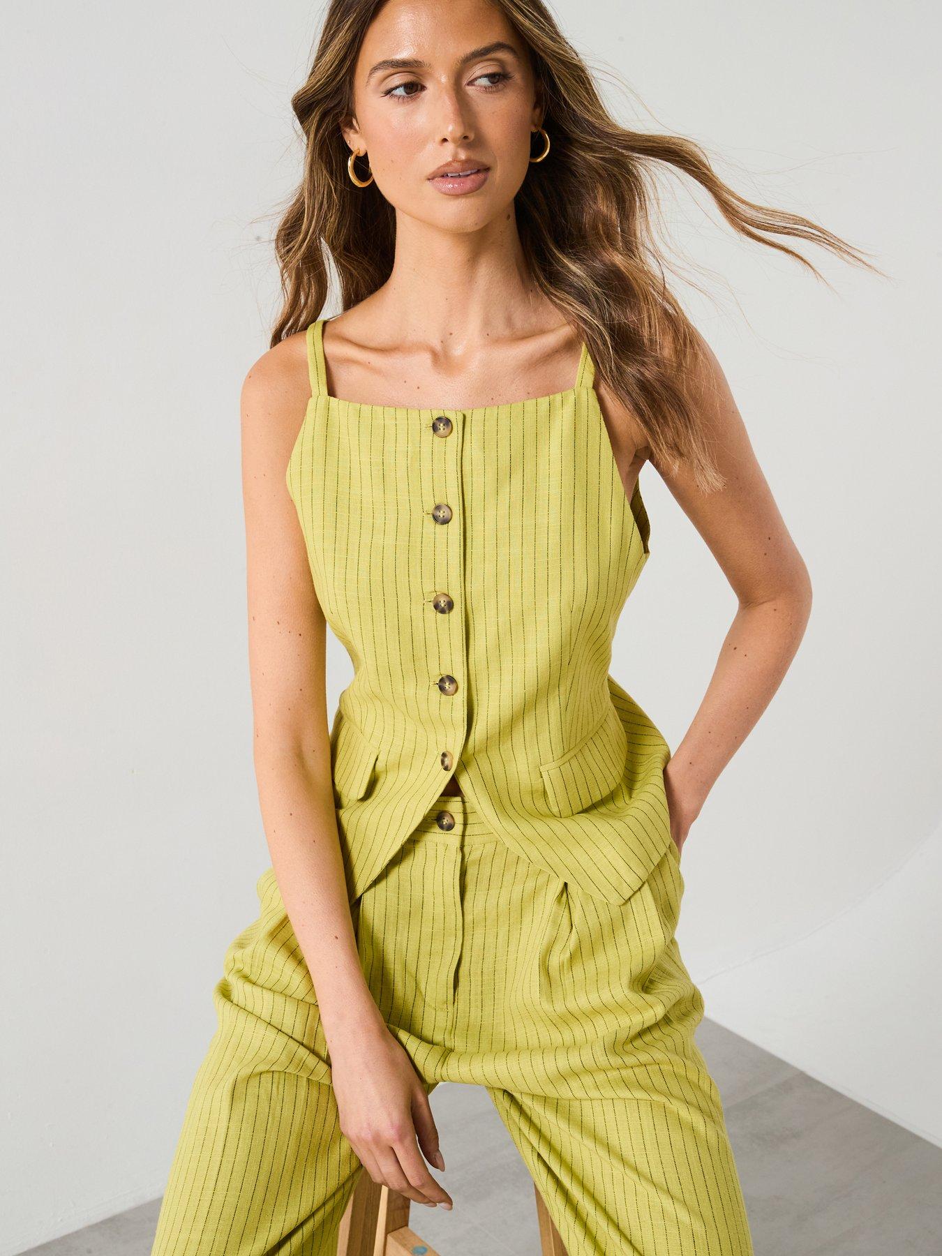 undefined Buttons Striped Top - Green