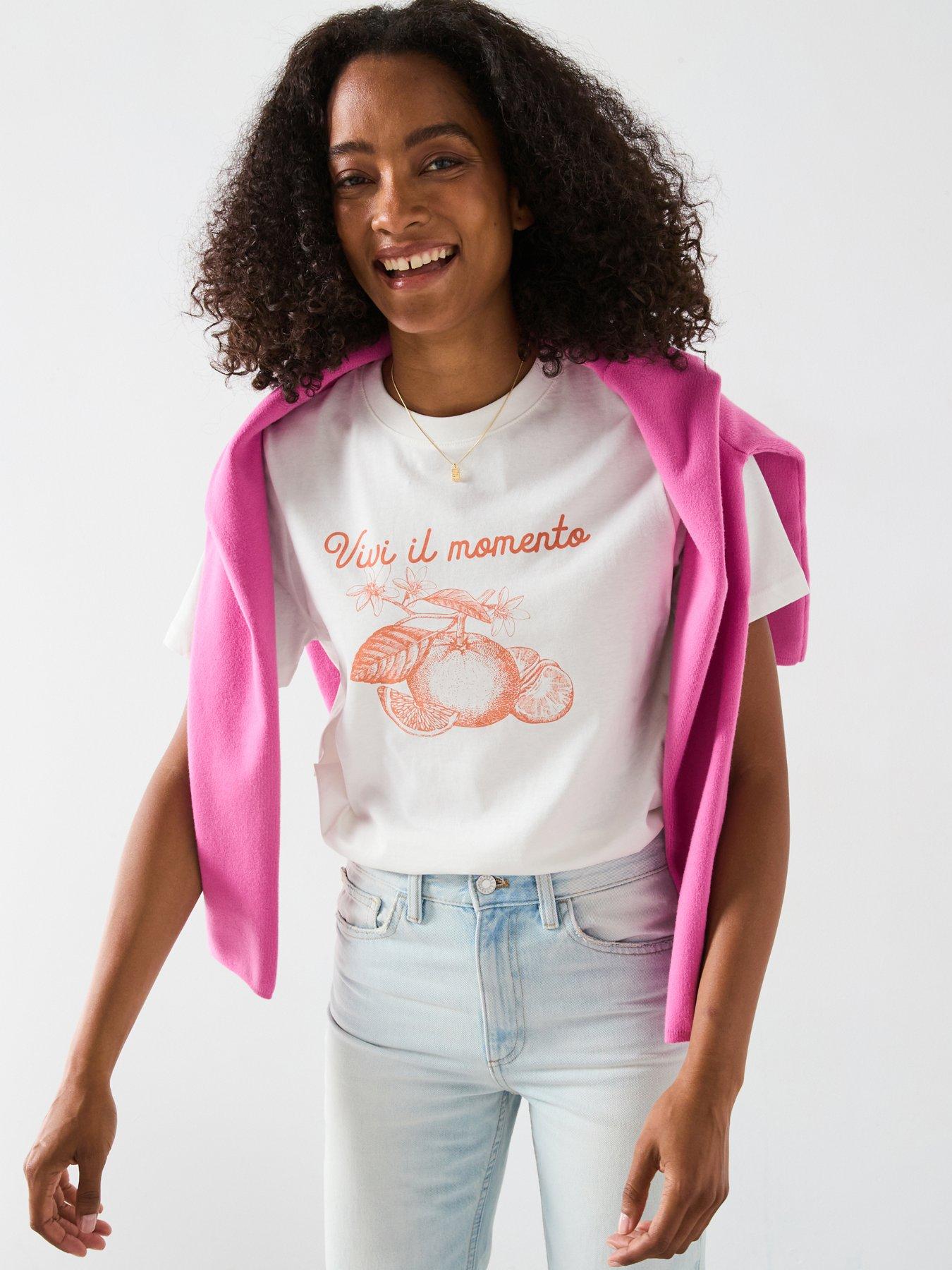 mango-printed-cotton-blend-t-shirt-orange