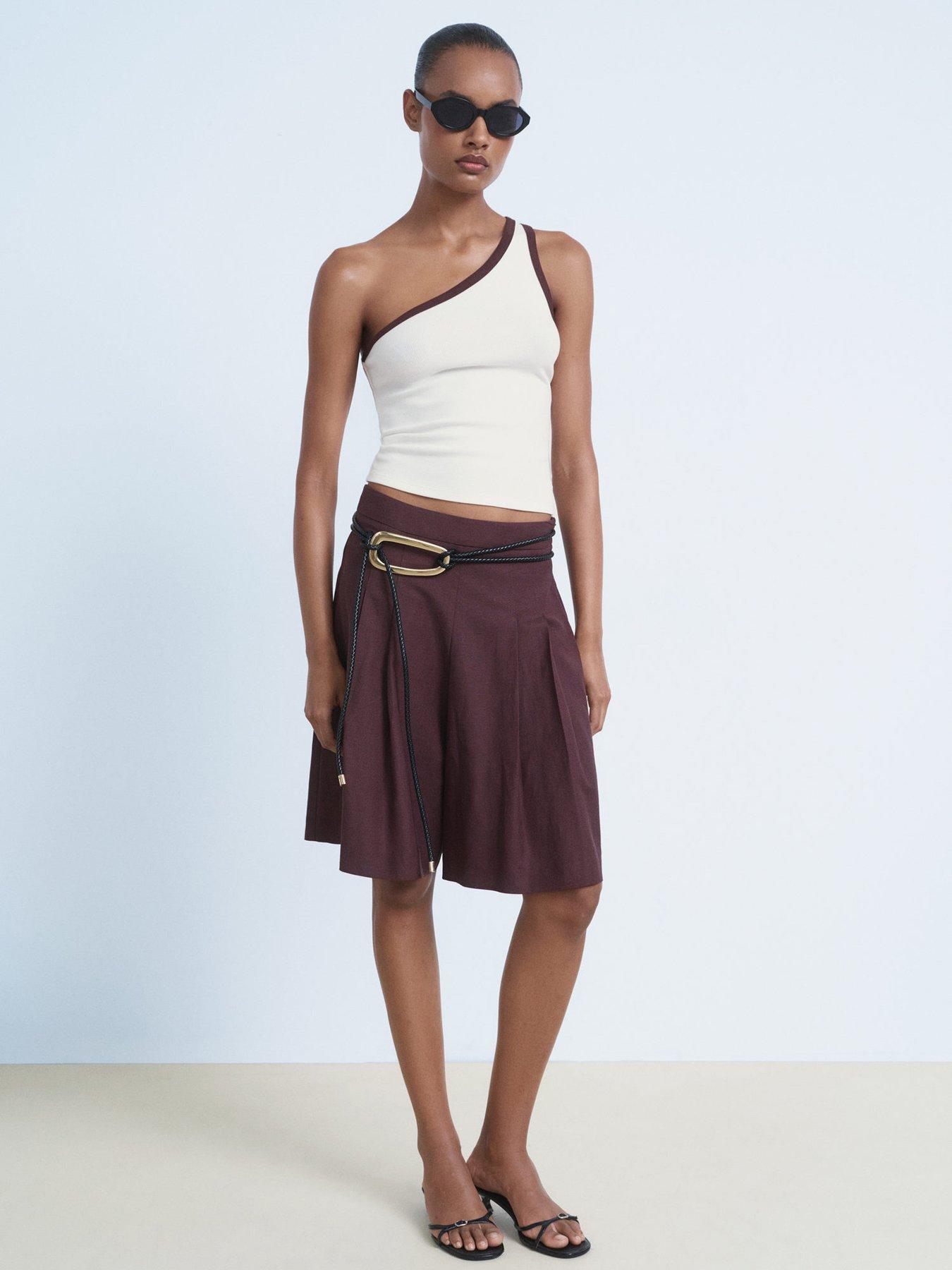 Image 3 of 5 of Mango Asymmetric Top With Contrast Trim - Cream