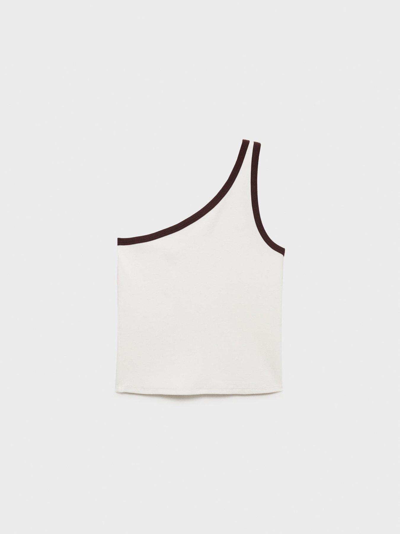 Image 5 of 5 of Mango Asymmetric Top With Contrast Trim - Cream
