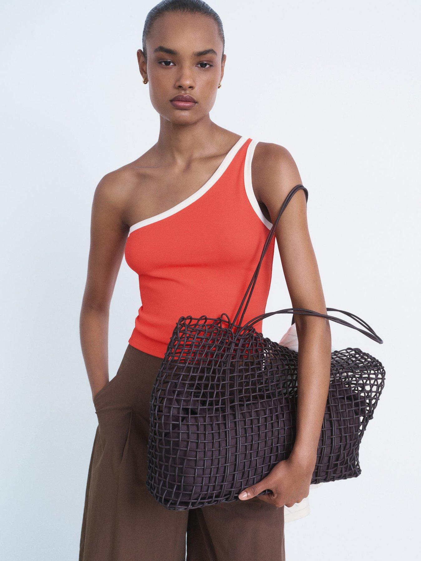 undefined Asymmetric Top With Contrast Trim - Red