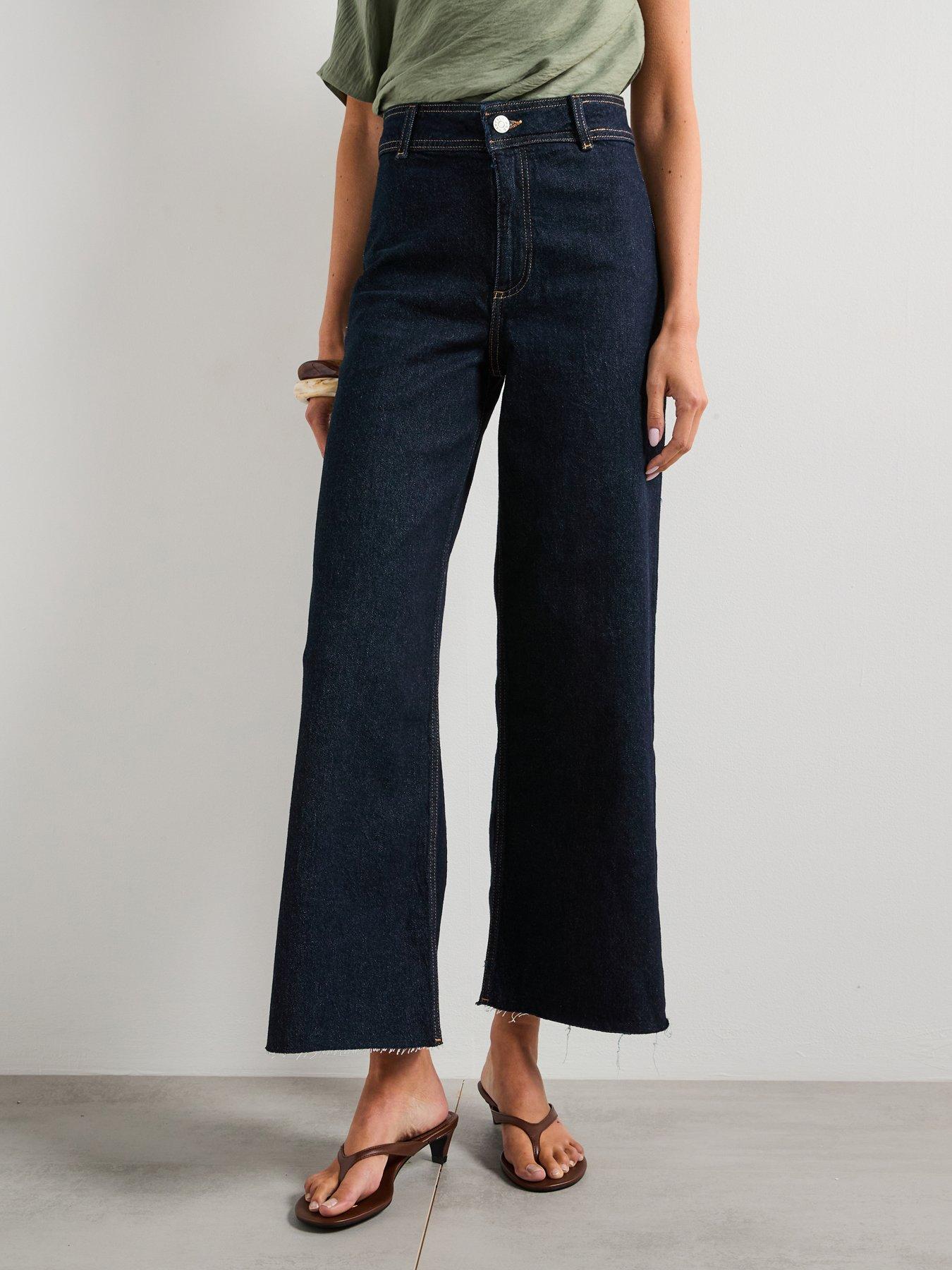 Image 1 of 6 of Mango Catherin Culotte High Rise Jeans - Blue