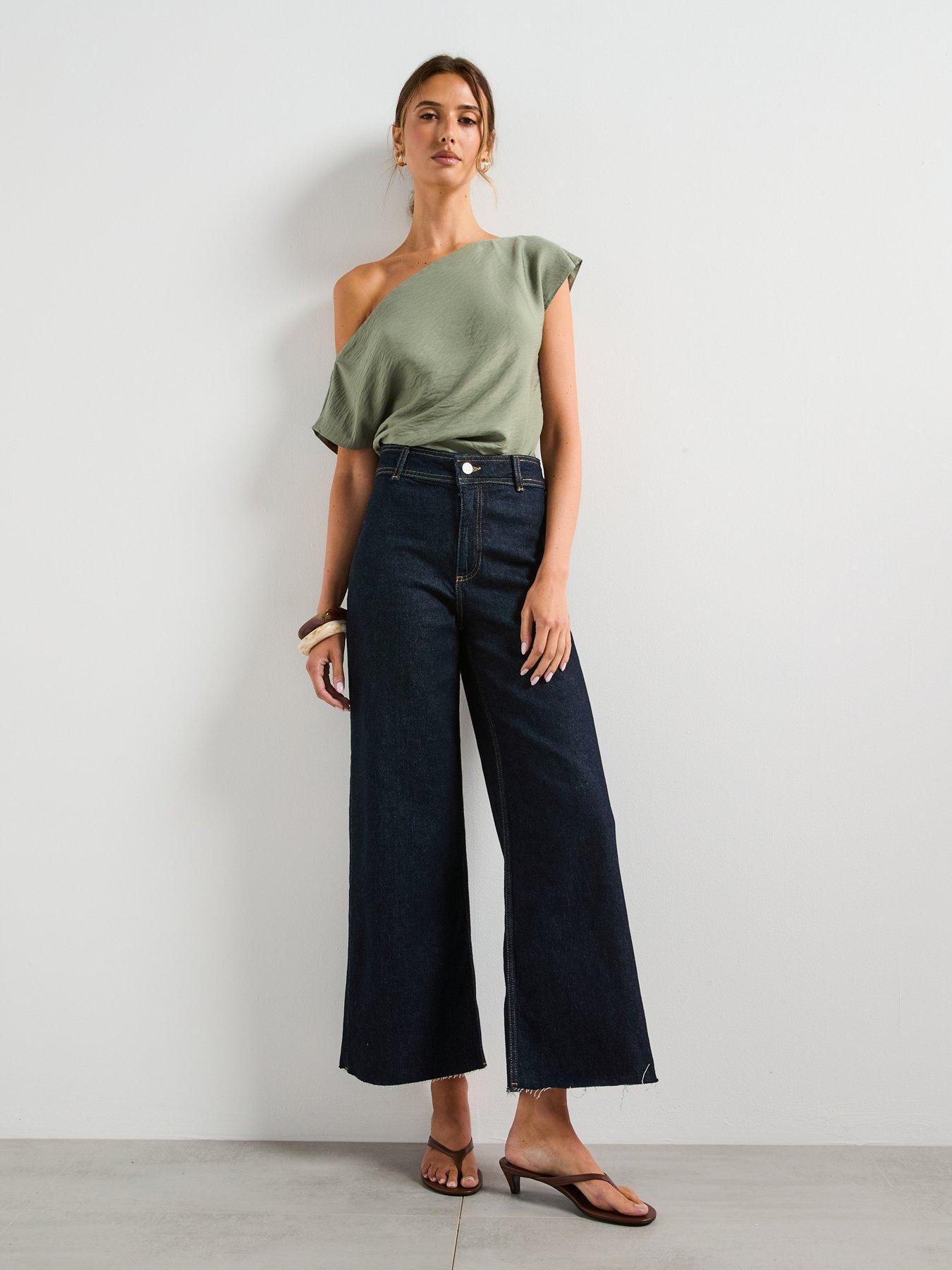 Image 3 of 6 of Mango Catherin Culotte High Rise Jeans - Blue