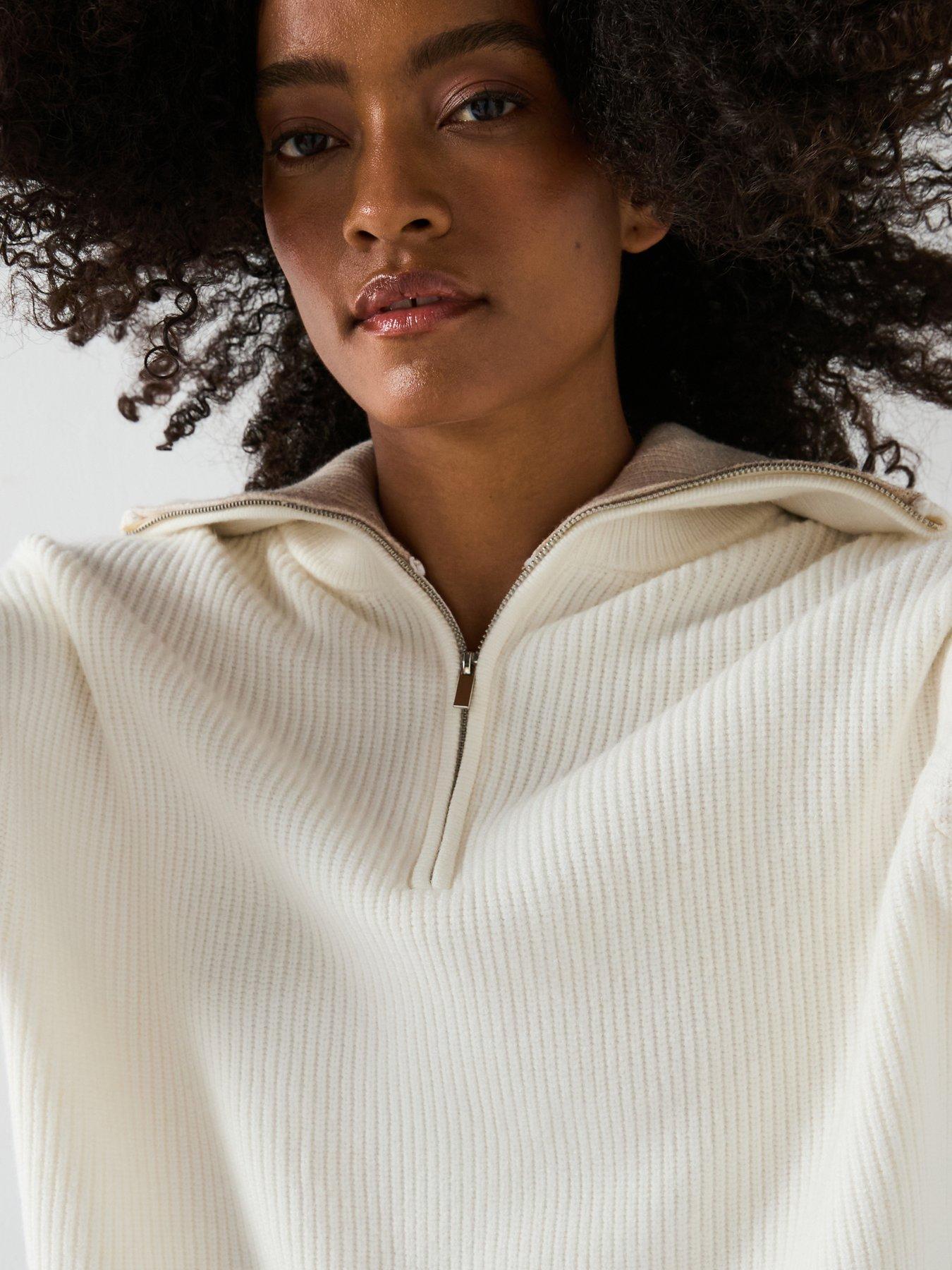 Image 6 of 6 of Mango Contrast Collar Zip Jumper