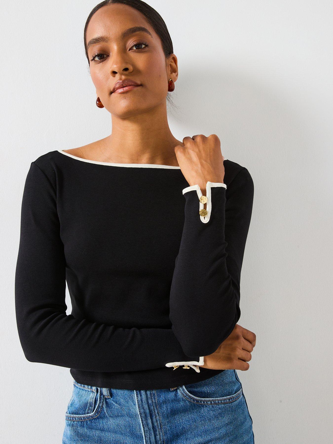 image of mango-tipped-long-sleeve-shirt-black