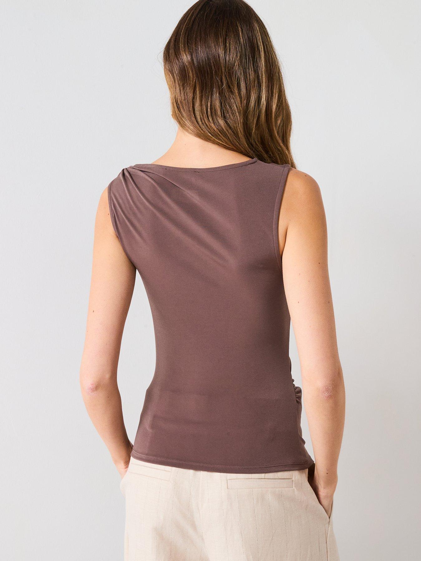 Image 2 of 6 of Mango Lurex Knitted Top With Crossed Back - Grey