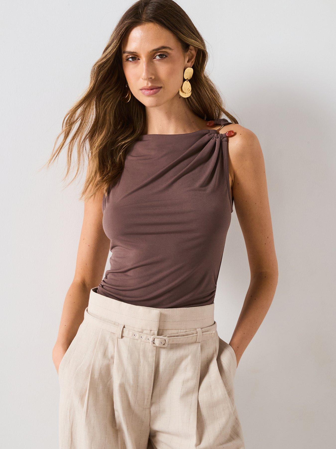 Image 4 of 6 of Mango Lurex Knitted Top With Crossed Back - Grey