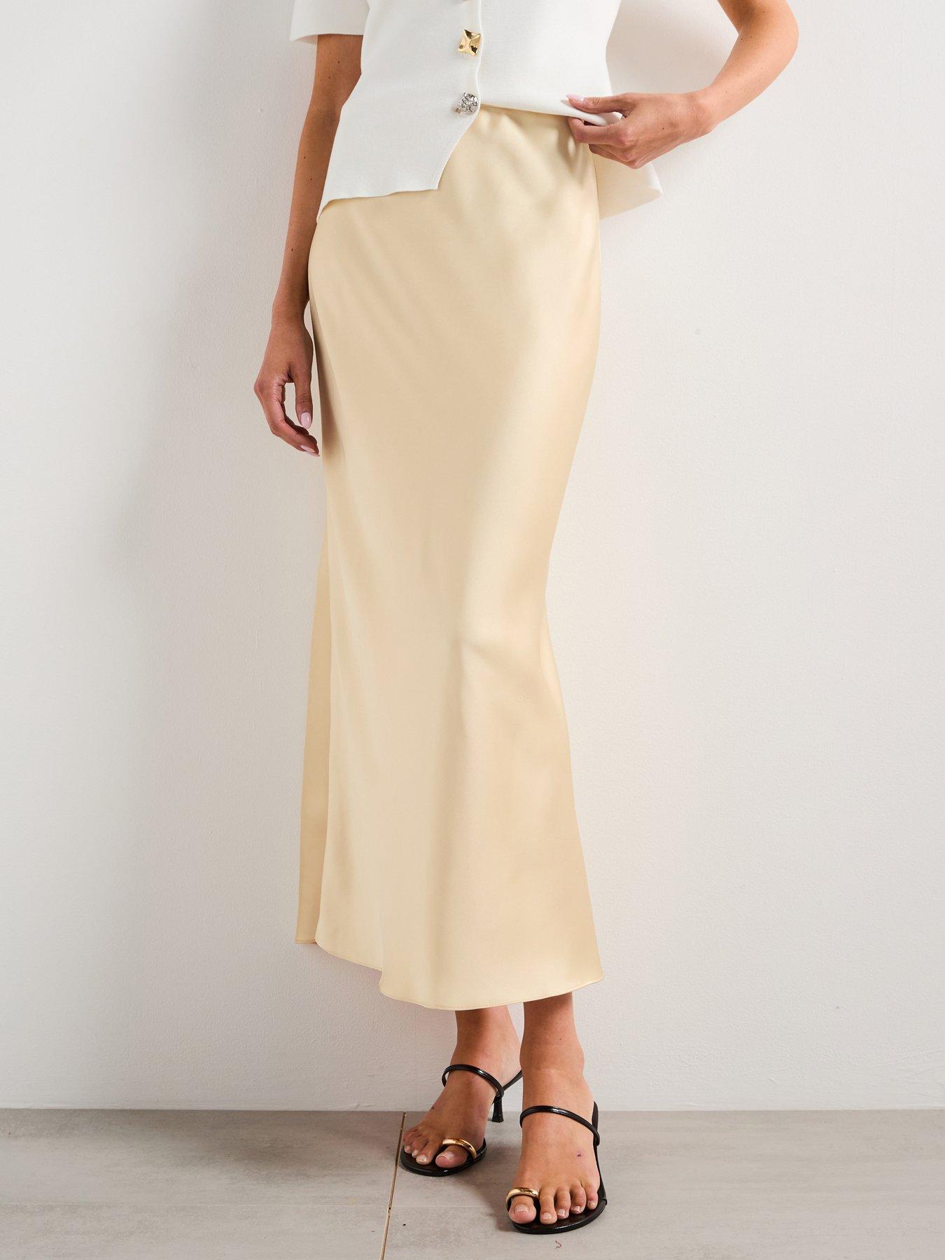 undefined Midi Satin Skirt - Yellow