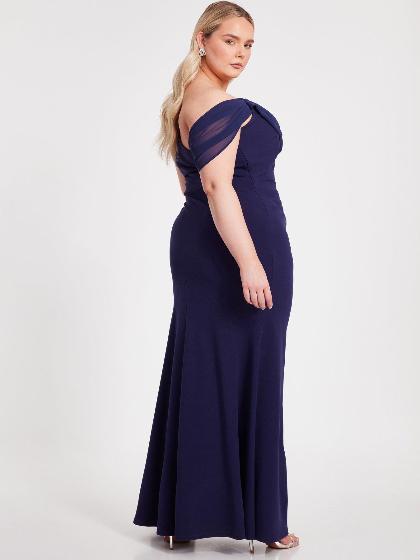 stillFront image of quiz-curve-navy-drop-sleeve-maxi-dress