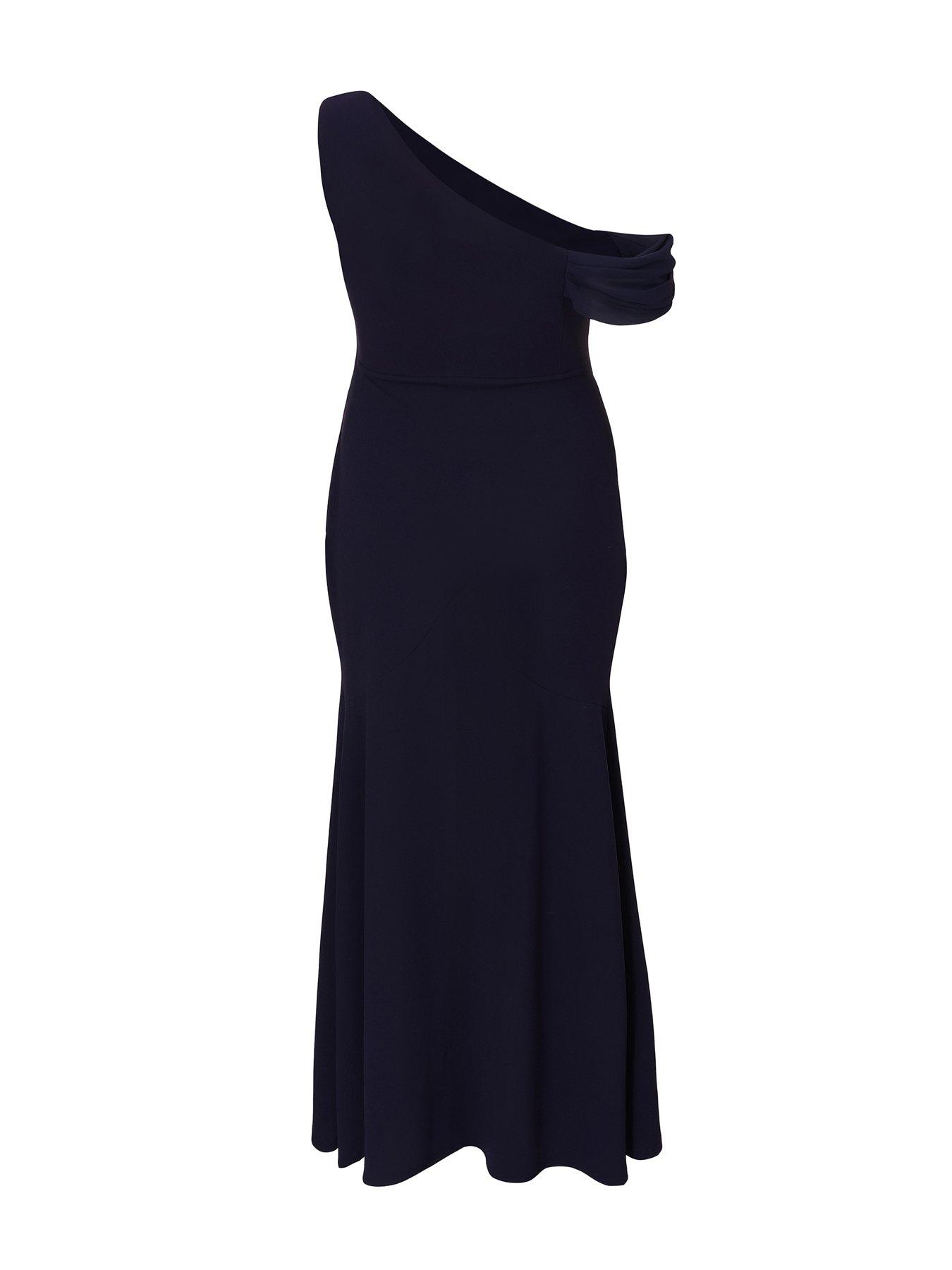  image of quiz-curve-navy-drop-sleeve-maxi-dress