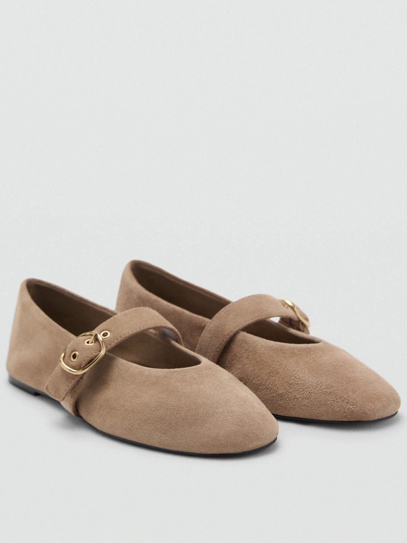 Image 1 of 4 of Mango Suede Leather Ballerina Flat