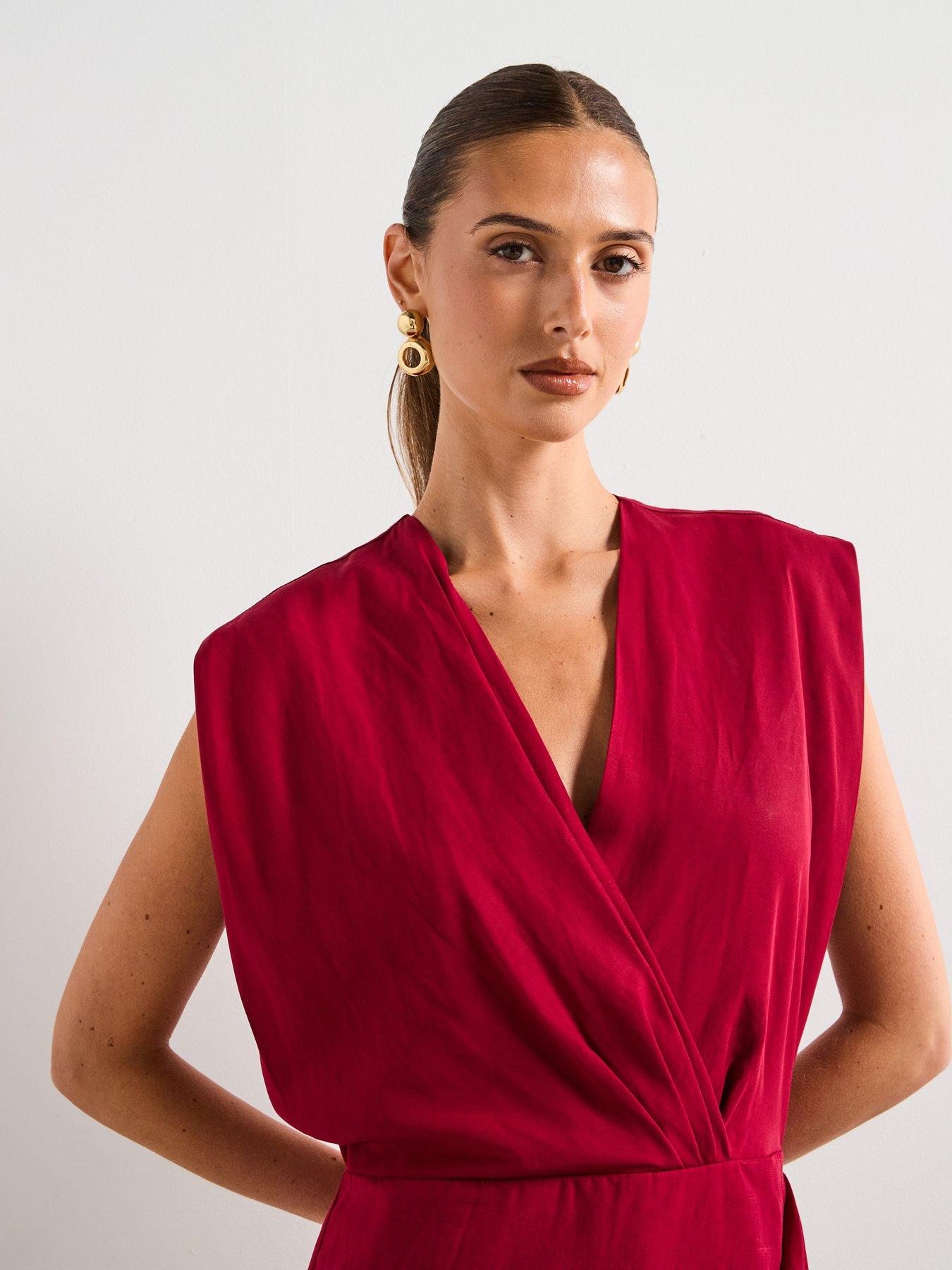  image of mango-lyocell-wrap-dress-red