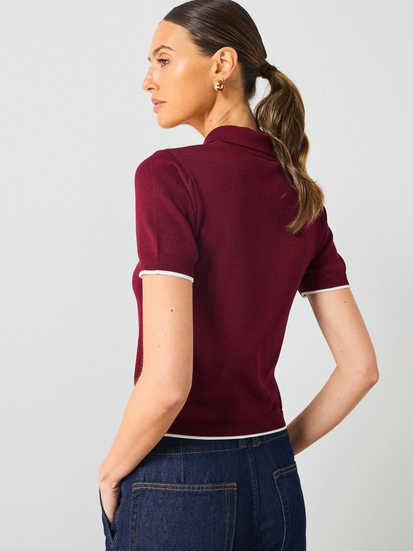  image of mango-zipper-polo-neck-sweater-red