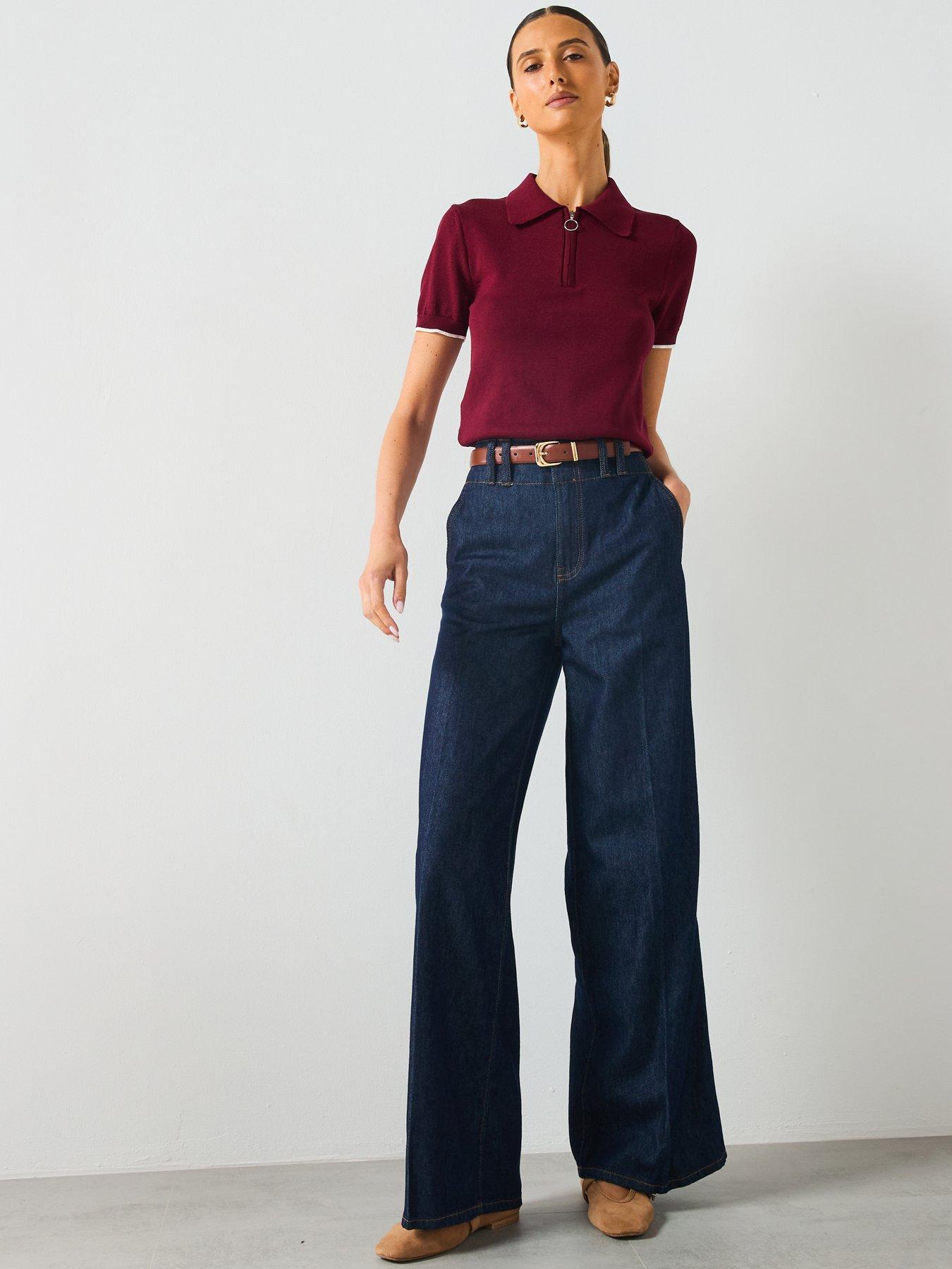  image of mango-zipper-polo-neck-sweater-red