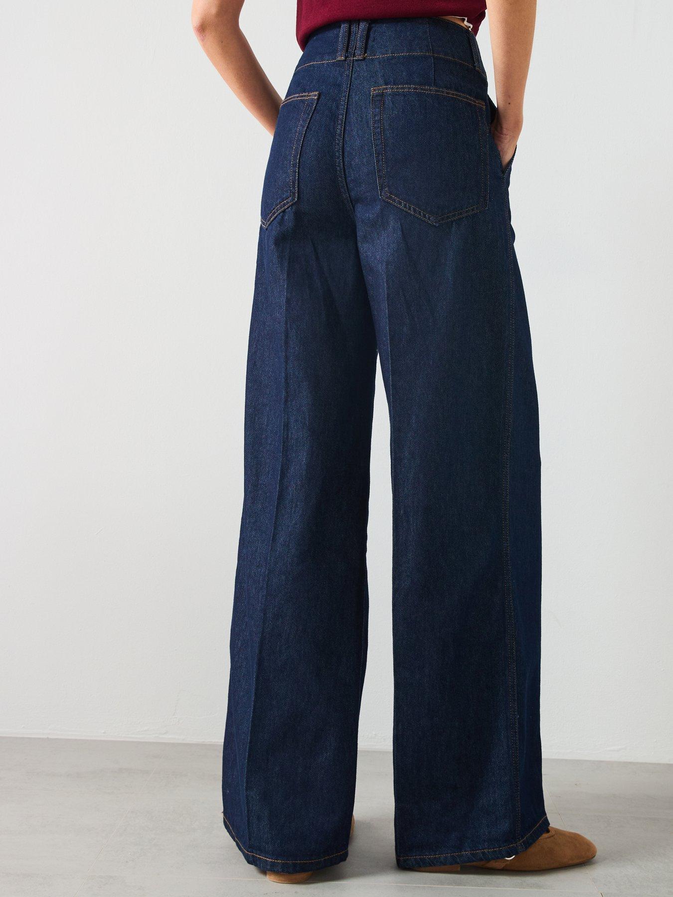 Image 2 of 5 of Mango Wide Leg Denim Trousers With Belt Loops - Blue