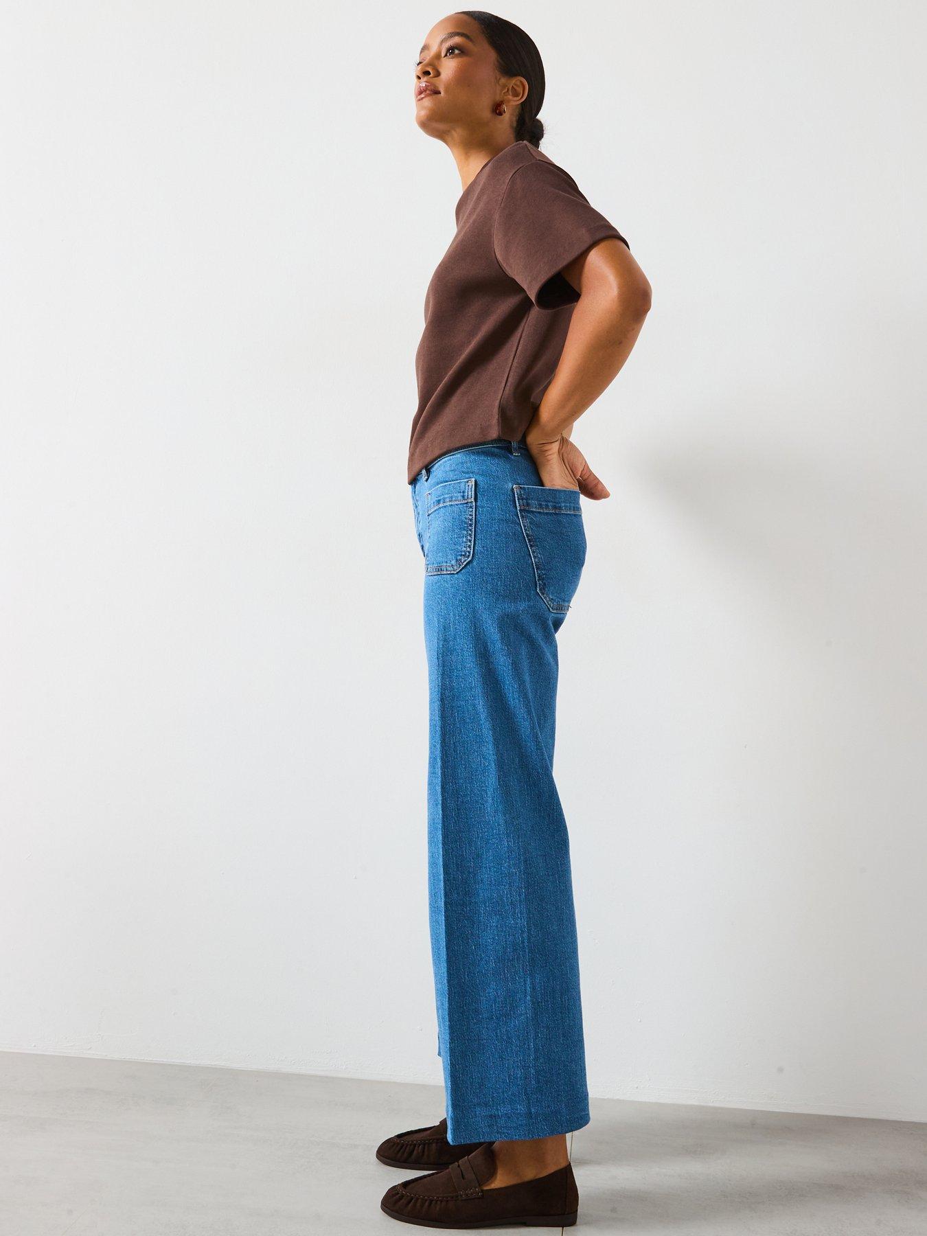 Image 3 of 6 of Mango Pocket Front Jessie Wide Leg Jeans - Blue