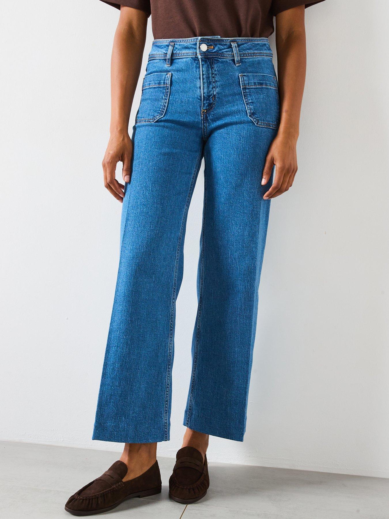Image 4 of 6 of Mango Pocket Front Jessie Wide Leg Jeans - Blue