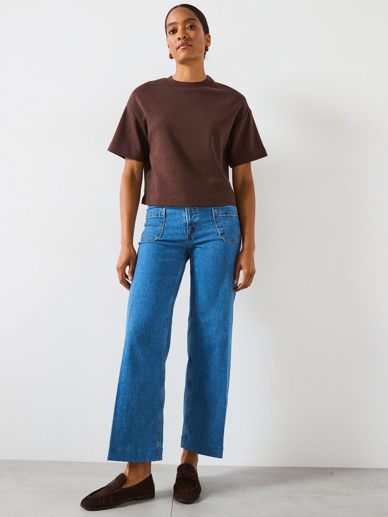 Image 6 of 6 of Mango Pocket Front Jessie Wide Leg Jeans - Blue