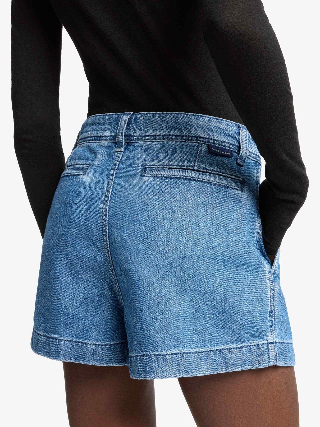 Image 2 of 6 of 7 FOR ALL MANKIND Pleated Denim Shorts - Mid Wash