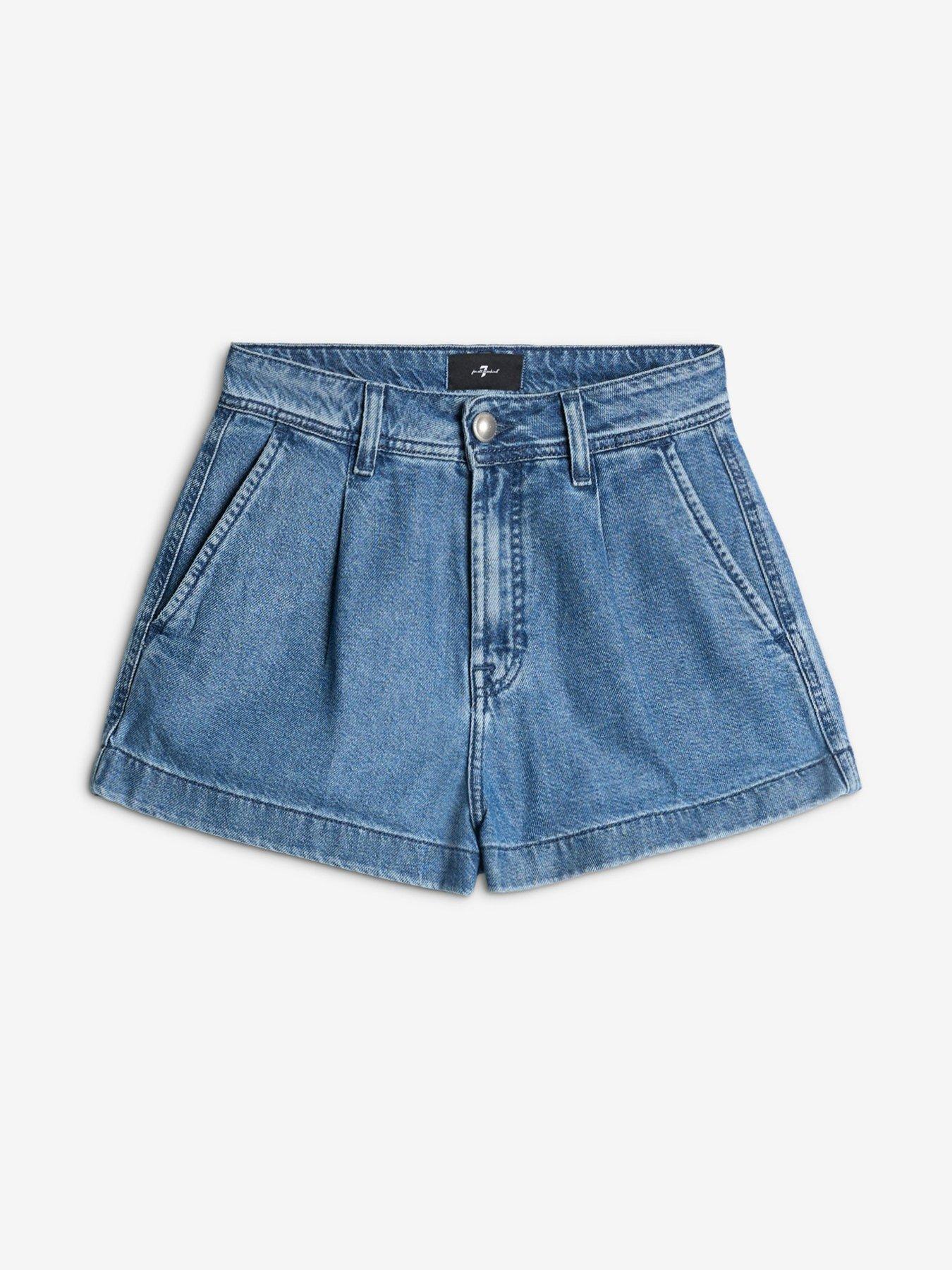 Image 6 of 6 of 7 FOR ALL MANKIND Pleated Denim Shorts - Mid Wash