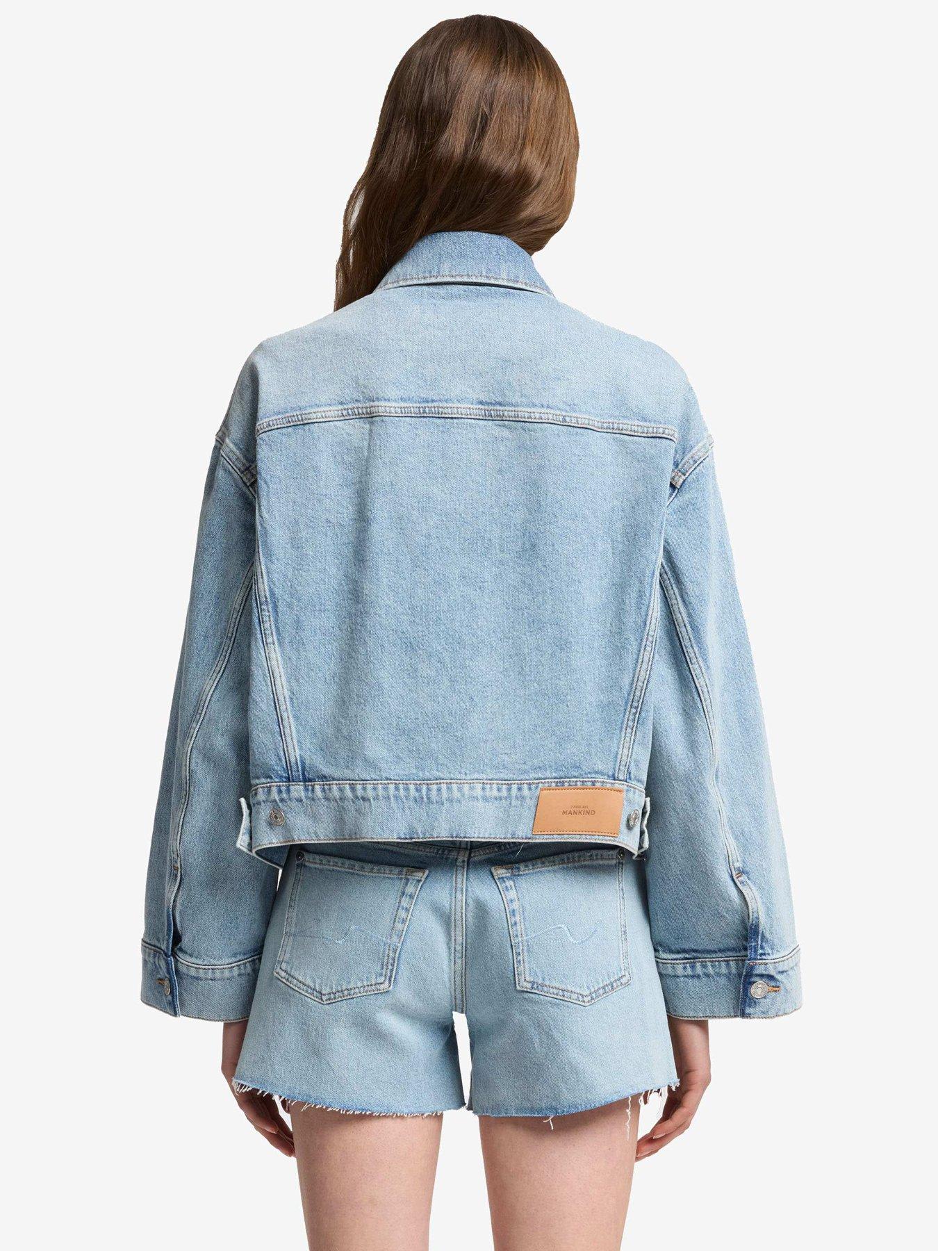Image 2 of 6 of 7 FOR ALL MANKIND Oli Cropped Trucker Denim Jacket - Light Blue