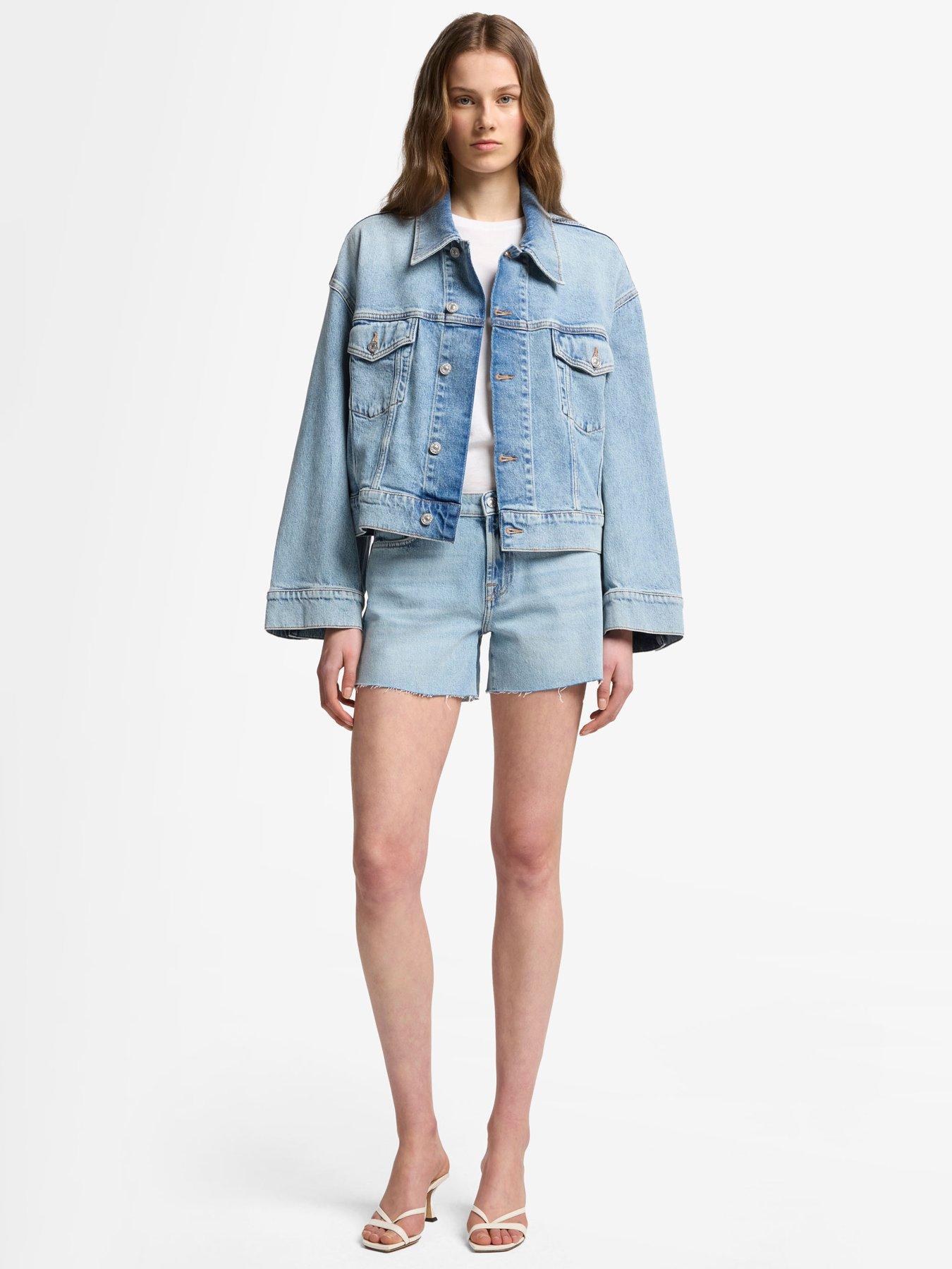 Image 3 of 6 of 7 FOR ALL MANKIND Oli Cropped Trucker Denim Jacket - Light Blue