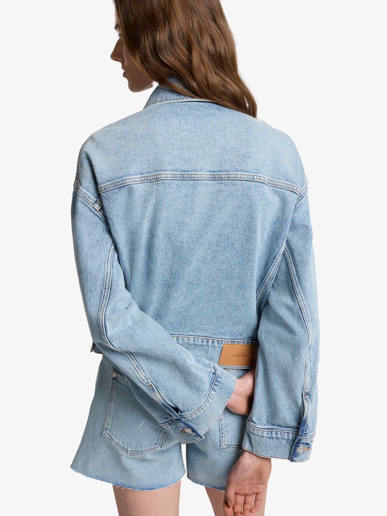 Image 4 of 6 of 7 FOR ALL MANKIND Oli Cropped Trucker Denim Jacket - Light Blue