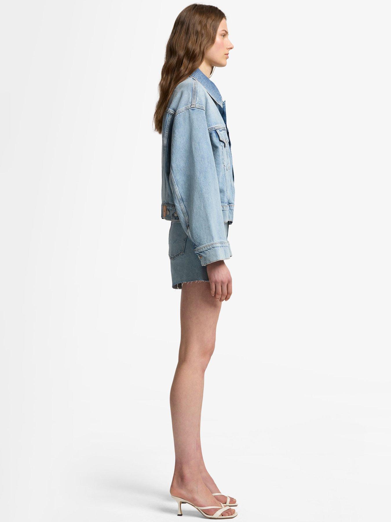Image 5 of 6 of 7 FOR ALL MANKIND Oli Cropped Trucker Denim Jacket - Light Blue