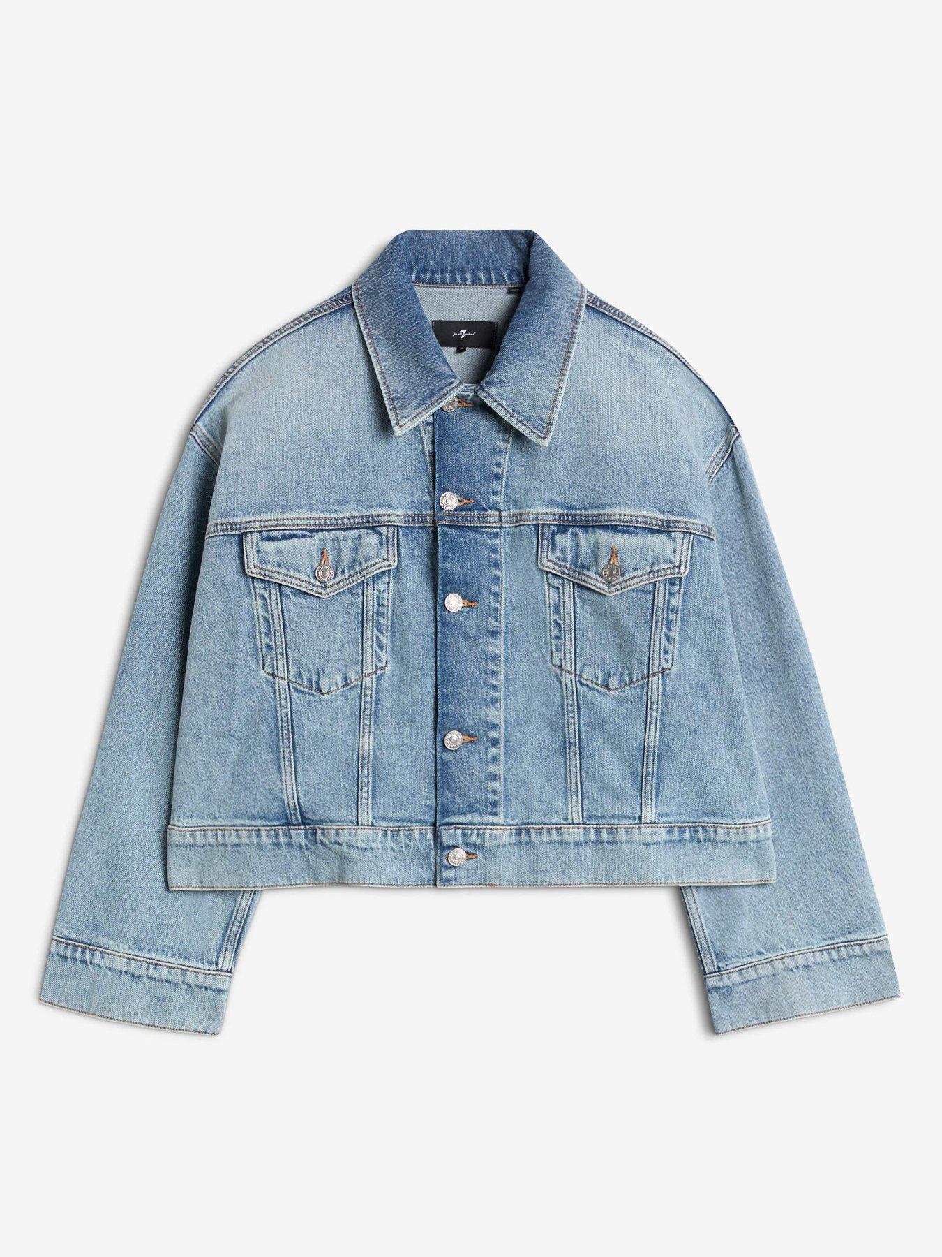Image 6 of 6 of 7 FOR ALL MANKIND Oli Cropped Trucker Denim Jacket - Light Blue