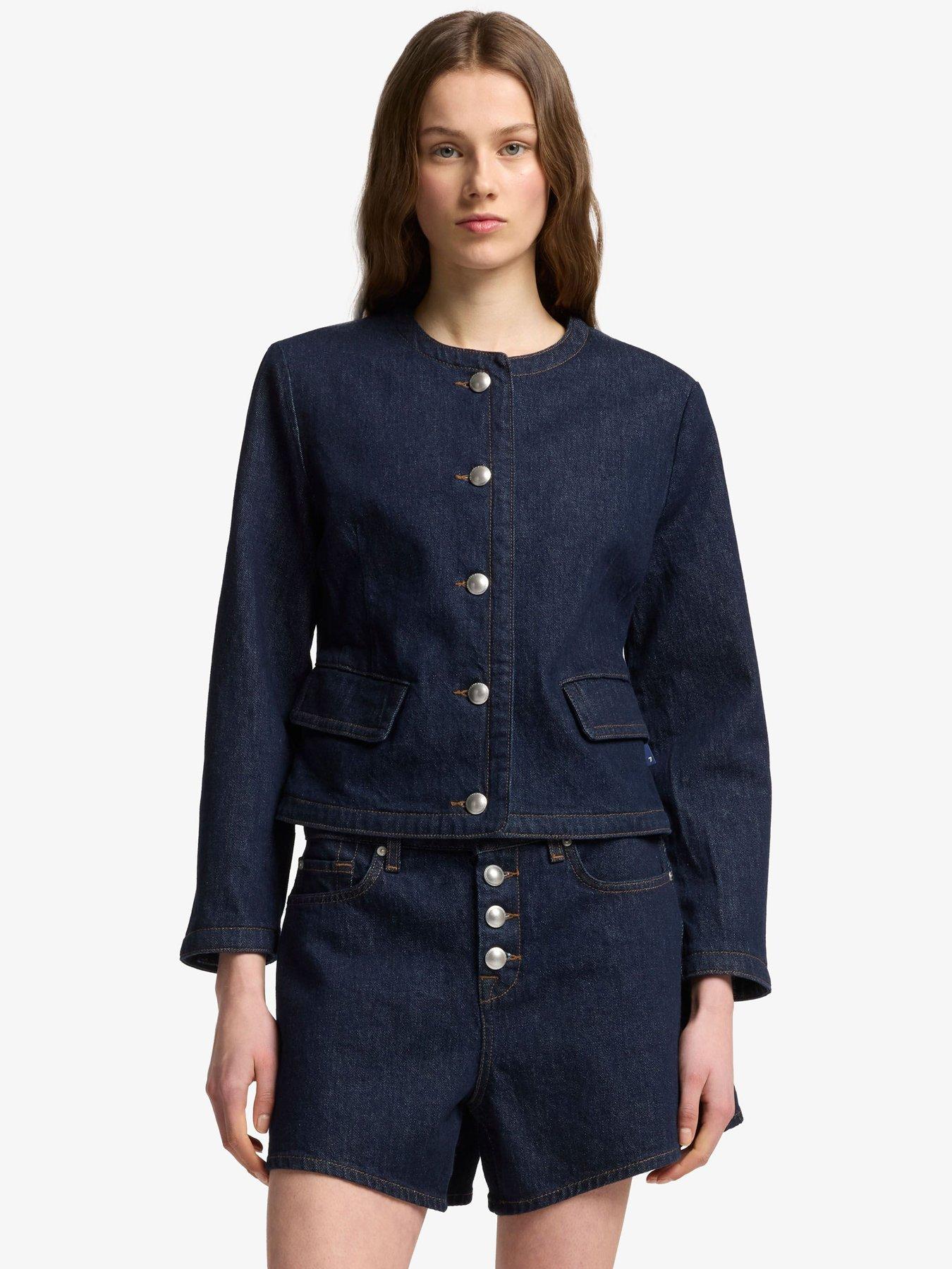 7 FOR ALL MANKIND Lady Button Denim Jacket - Blue