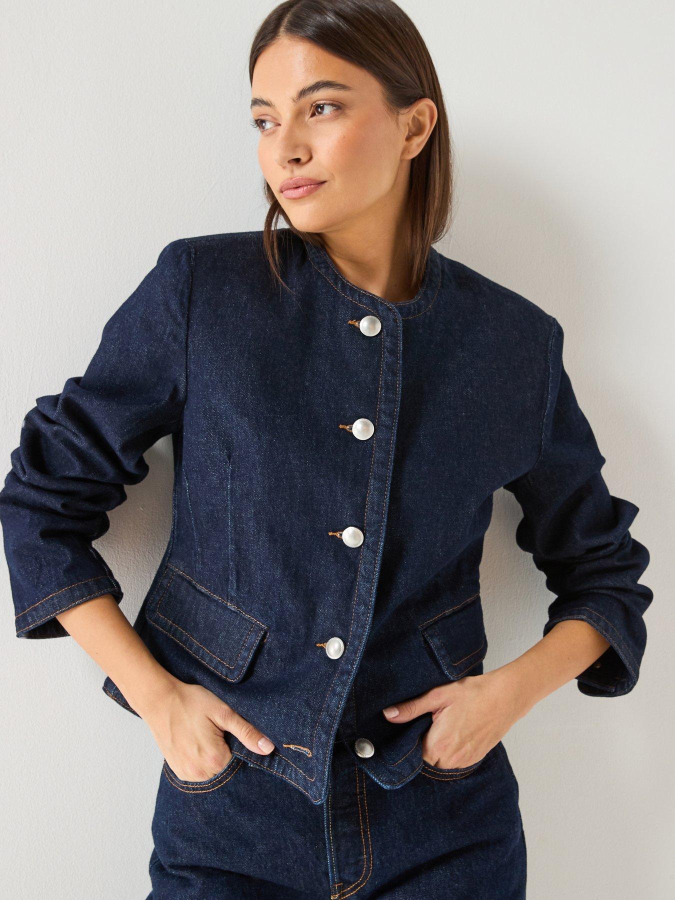 7 FOR ALL MANKIND Lady Button Denim Jacket - Blue