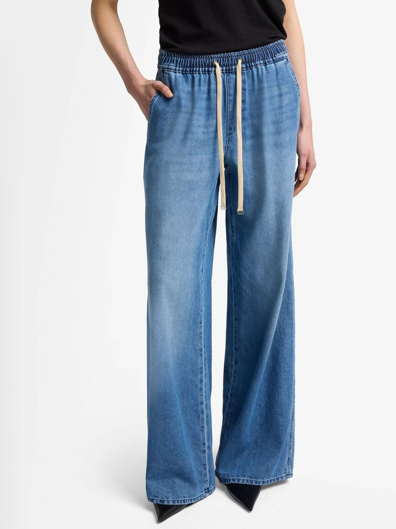 Image 4 of 6 of 7 FOR ALL MANKIND Pull On Wide Leg Jeans - Mid Wash