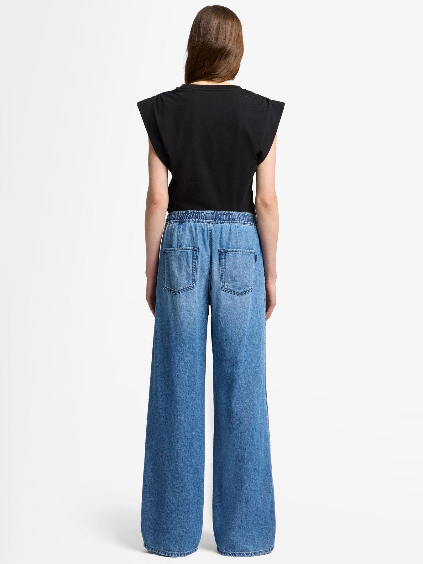 Image 5 of 6 of 7 FOR ALL MANKIND Pull On Wide Leg Jeans - Mid Wash