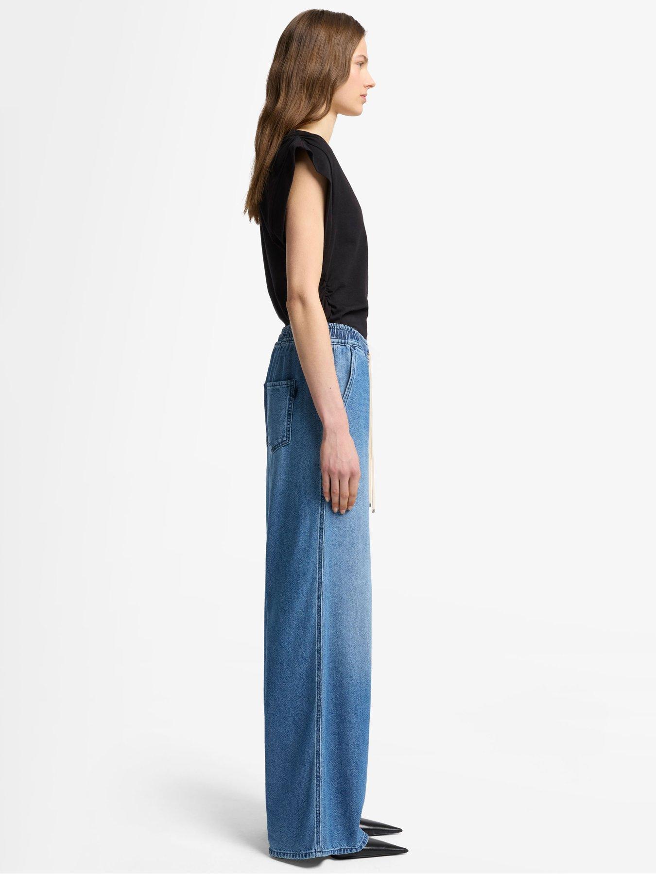 Image 6 of 6 of 7 FOR ALL MANKIND Pull On Wide Leg Jeans - Mid Wash