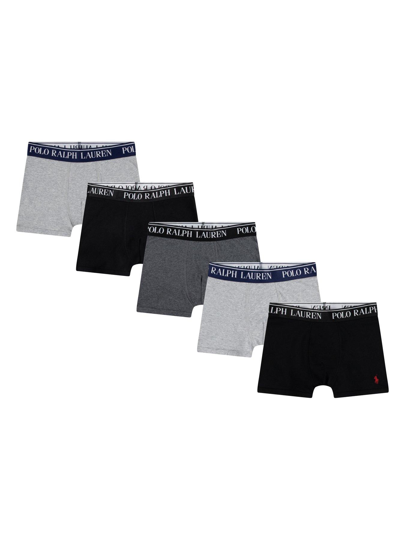 undefined Boys 5 Pack Cotton Stretch Logo Boxers - Grey