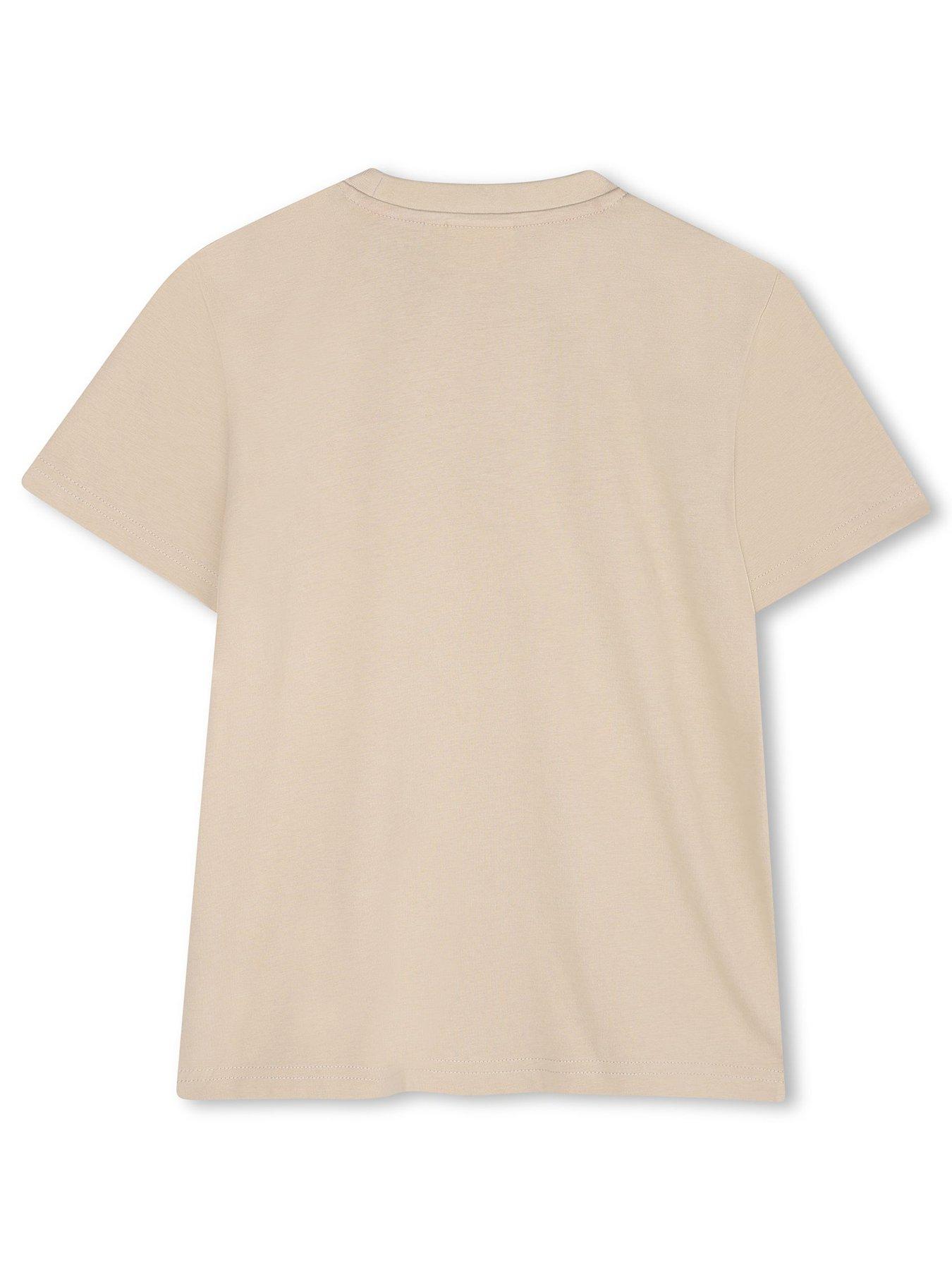 back image of hugo-boys-logo-t-shirt-beige