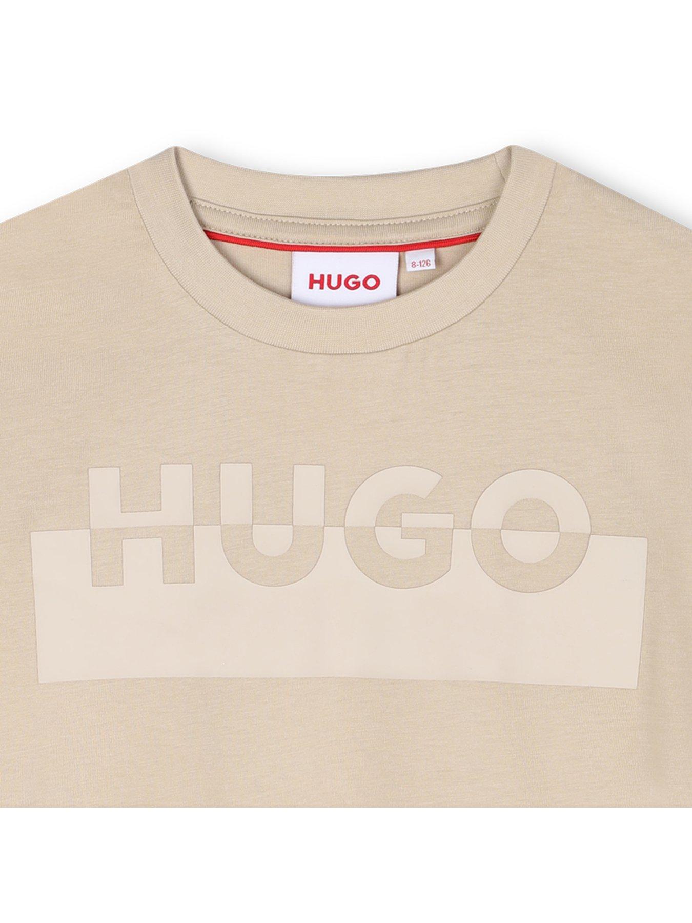  image of hugo-boys-logo-t-shirt-beige
