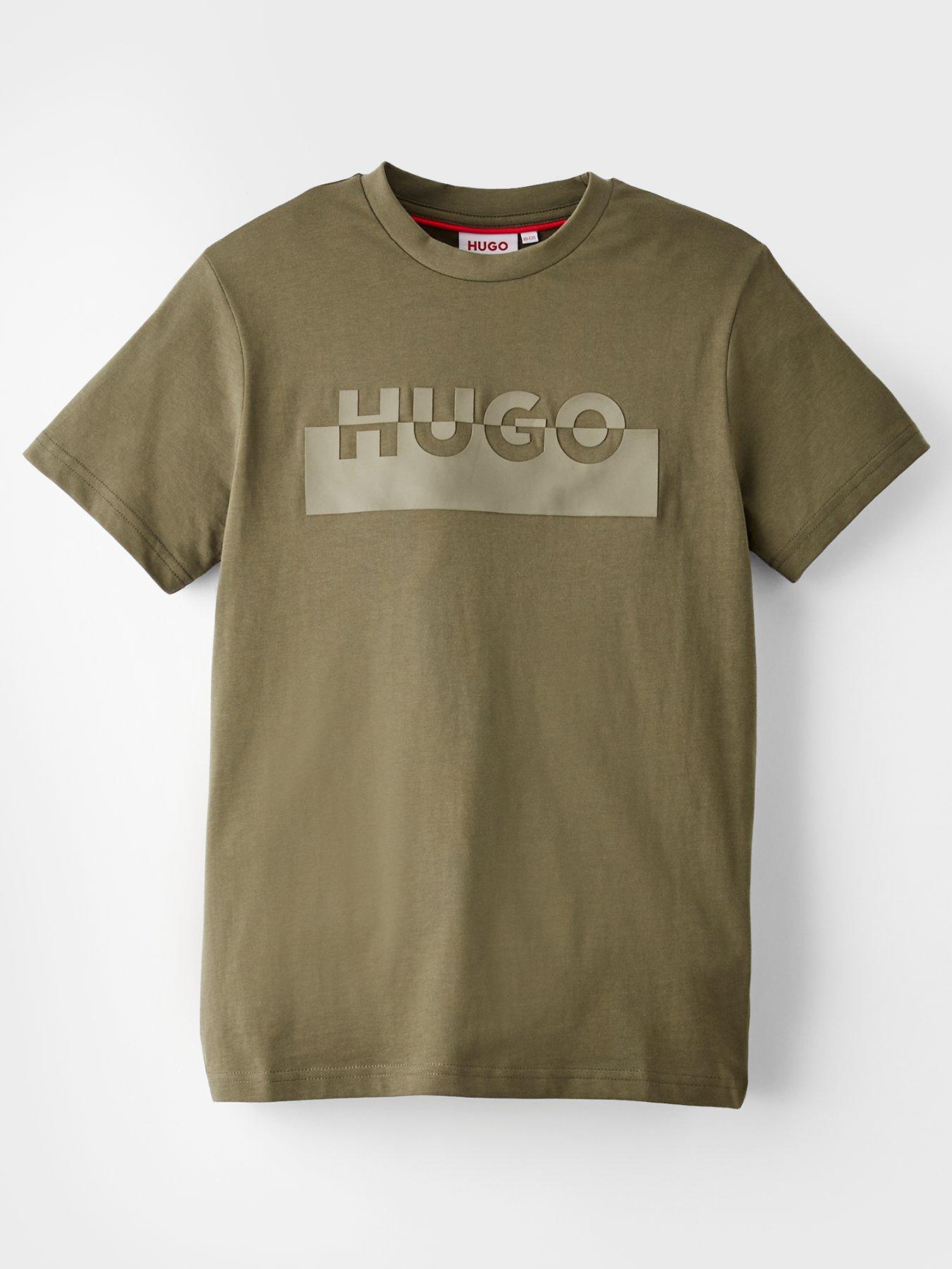 hugo-boys-logo-t-shirt-khaki